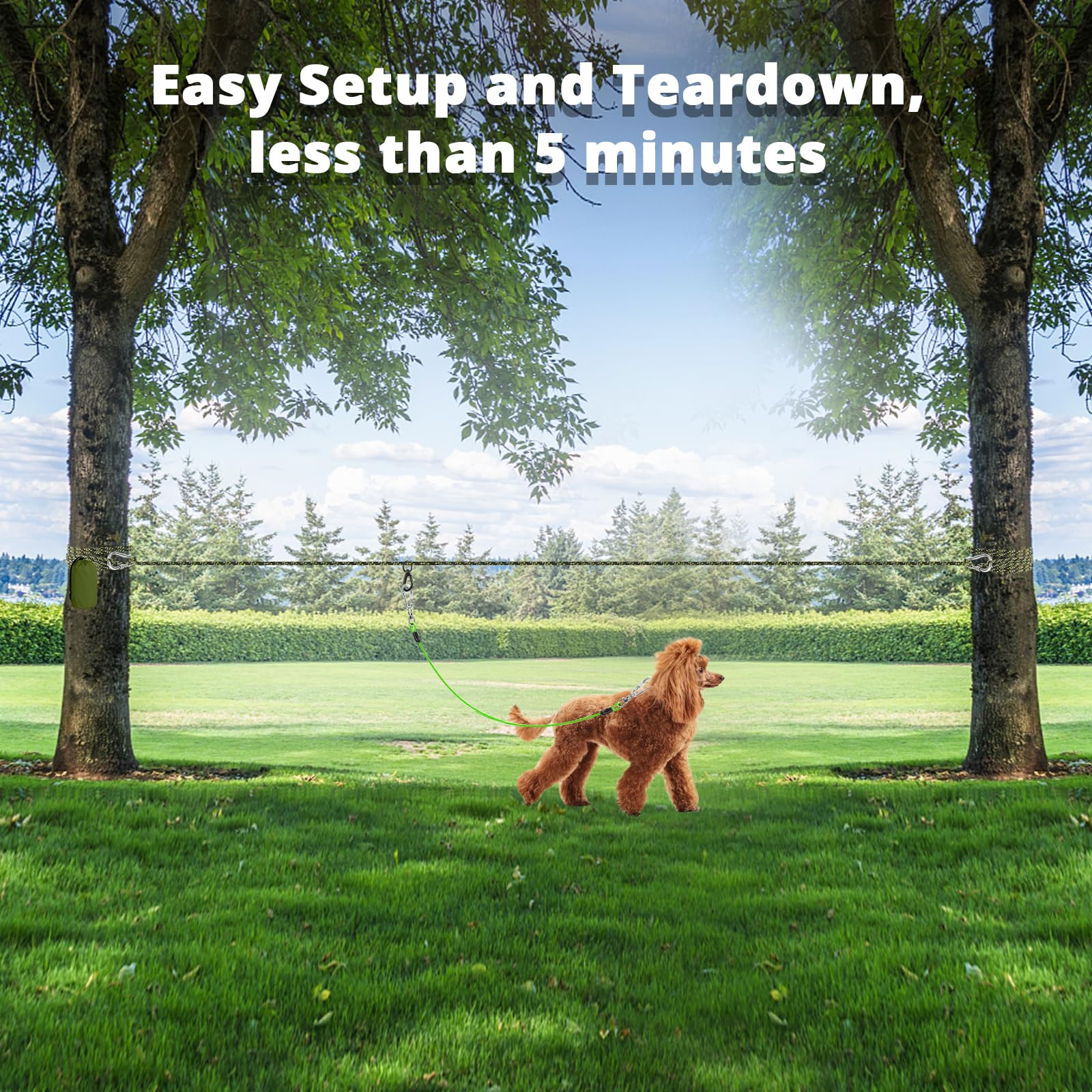 Dog Tie Out Cable for Camping - 70ft Dog Lead Dog Runner for Yard - Portable Dog Trolley System for Large Small Dogs Outside