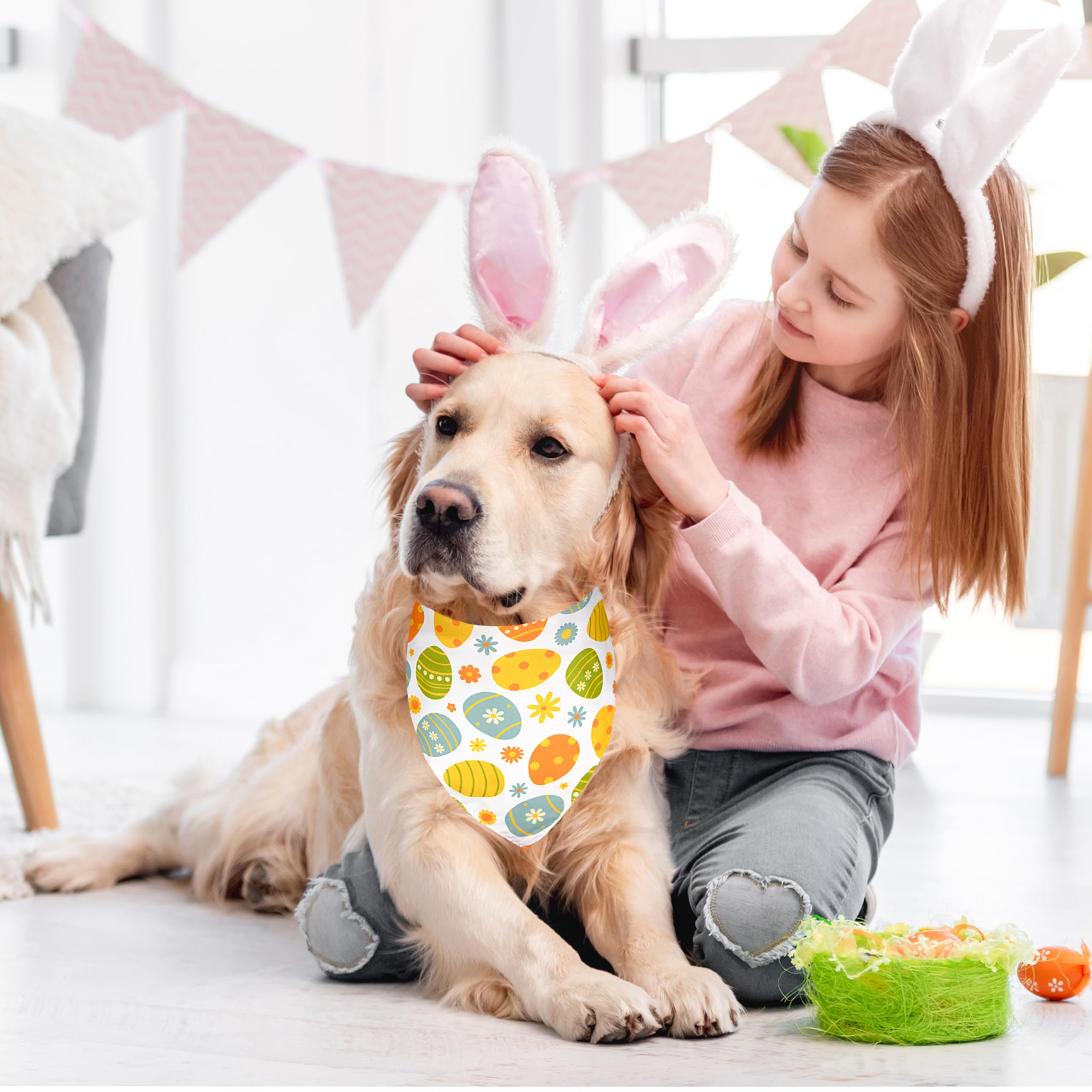 2 Pack Easter Dog Cat Bandana Holiday Bunny And Carrot Bandana For Spring And Easter Celebrations For Small Medium And Large Dog