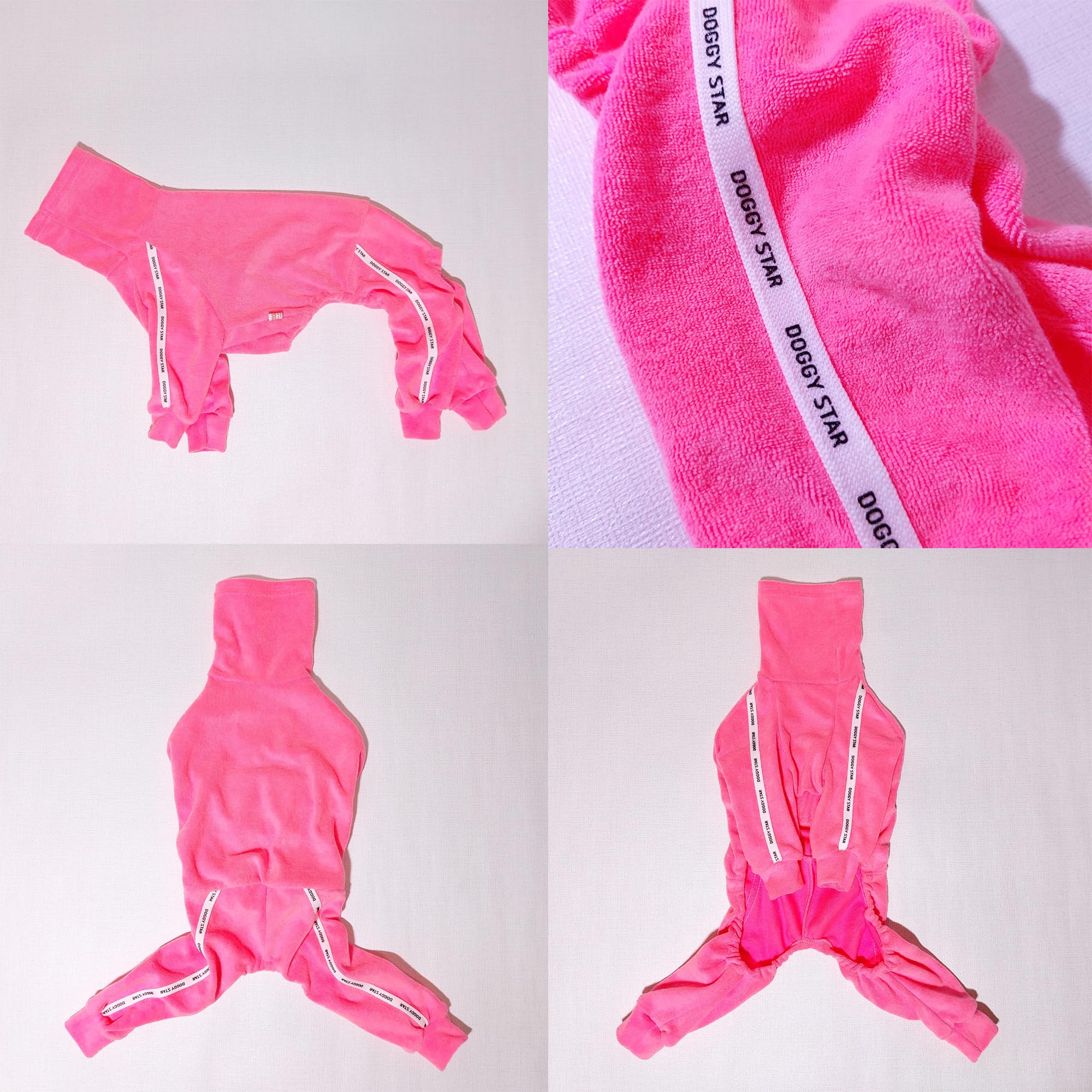 D Doggy Star Italian Greyhound Clothes Stretchy Towel Sports Onesie Outfit Whippet For Dog Coat (L,Twl Neonpink)