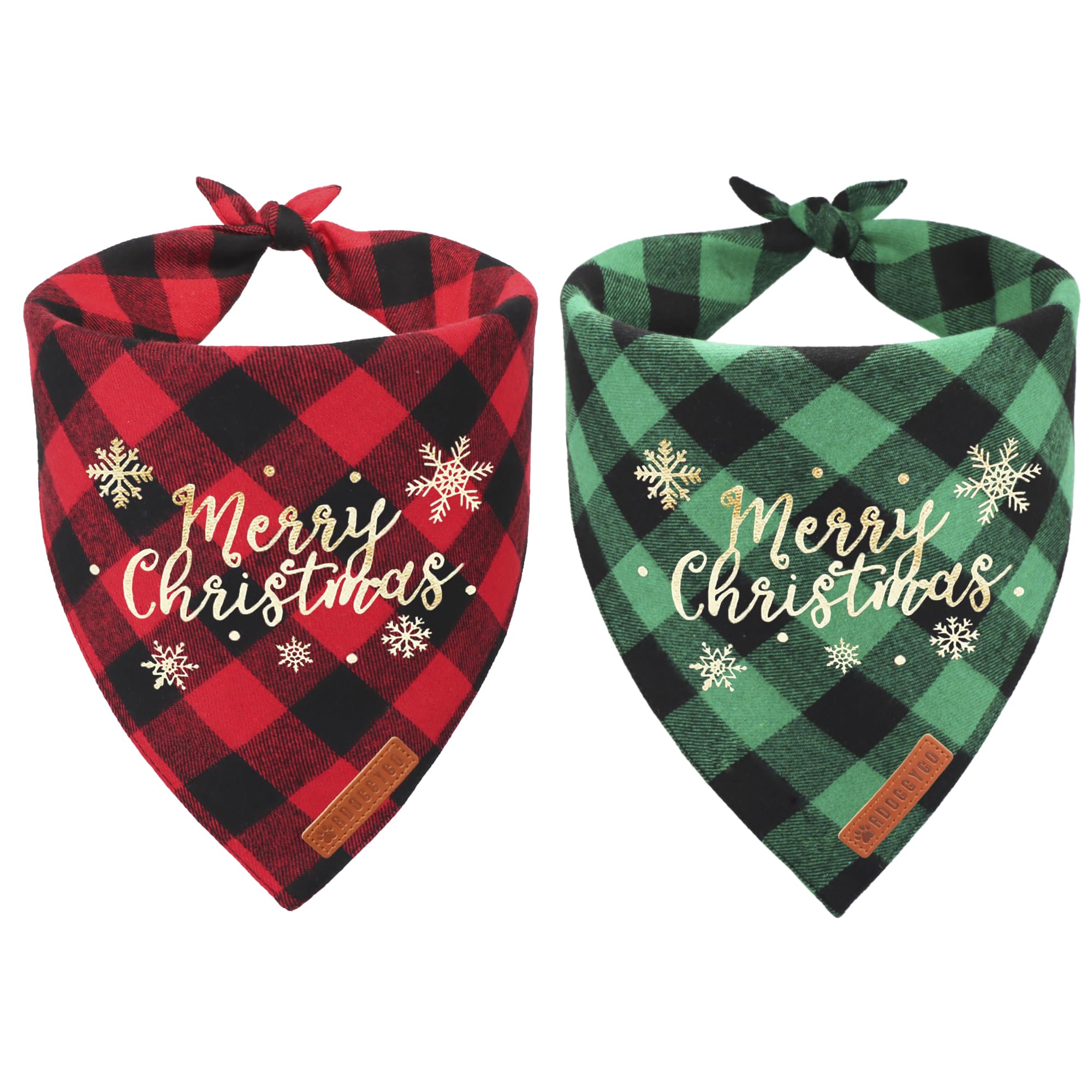 Adoggygo 2 Pack Christmas Dog Plaid Bandana Triangle Bib Set Pet Scarf Accessories For Small Dogs Pets (Christmas-2, Small)