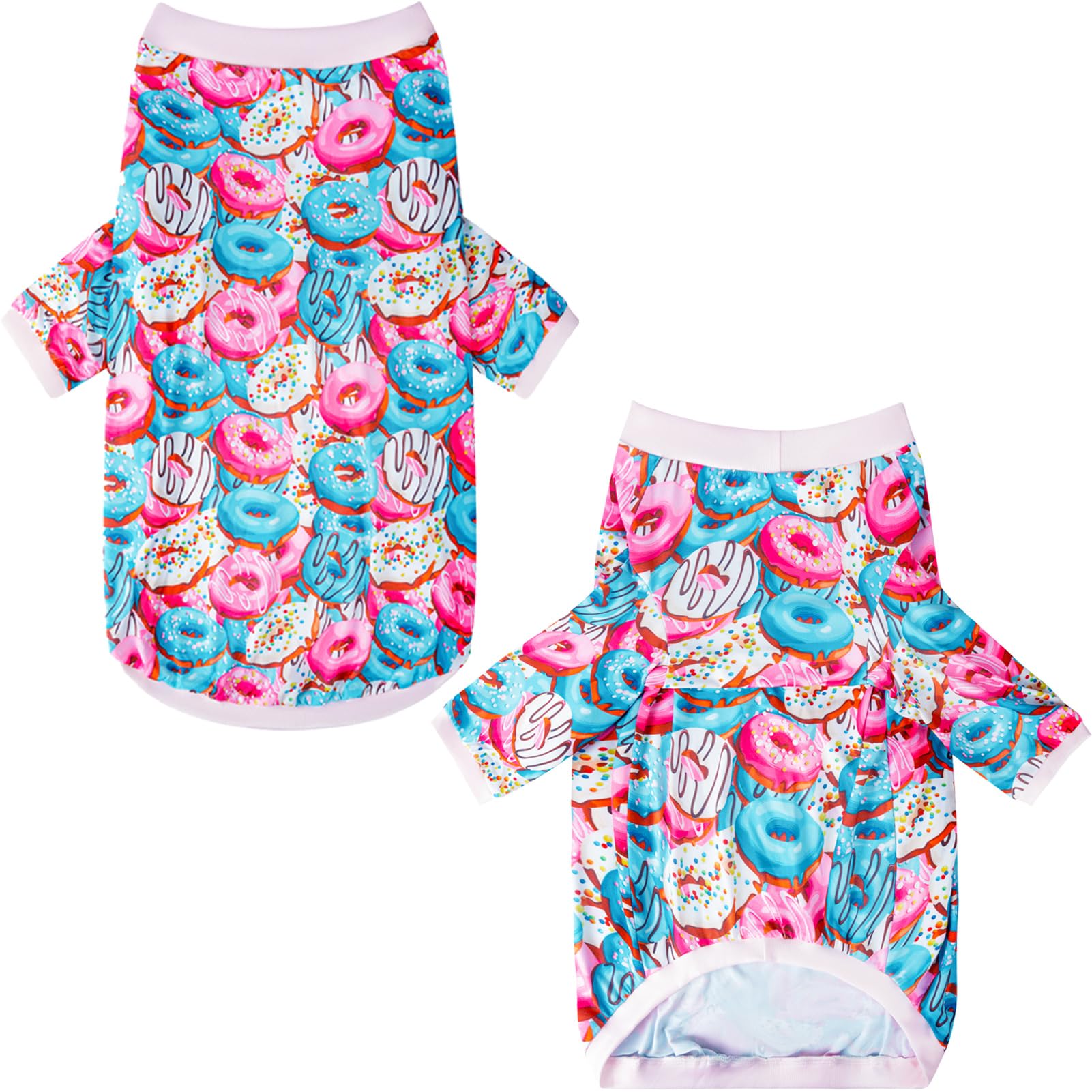 PriPre Dog Colorful T Shirts Doughnut Pattern Printed Pet Shirt Softable Pajamas for Small Dogs (L,Doughnut)