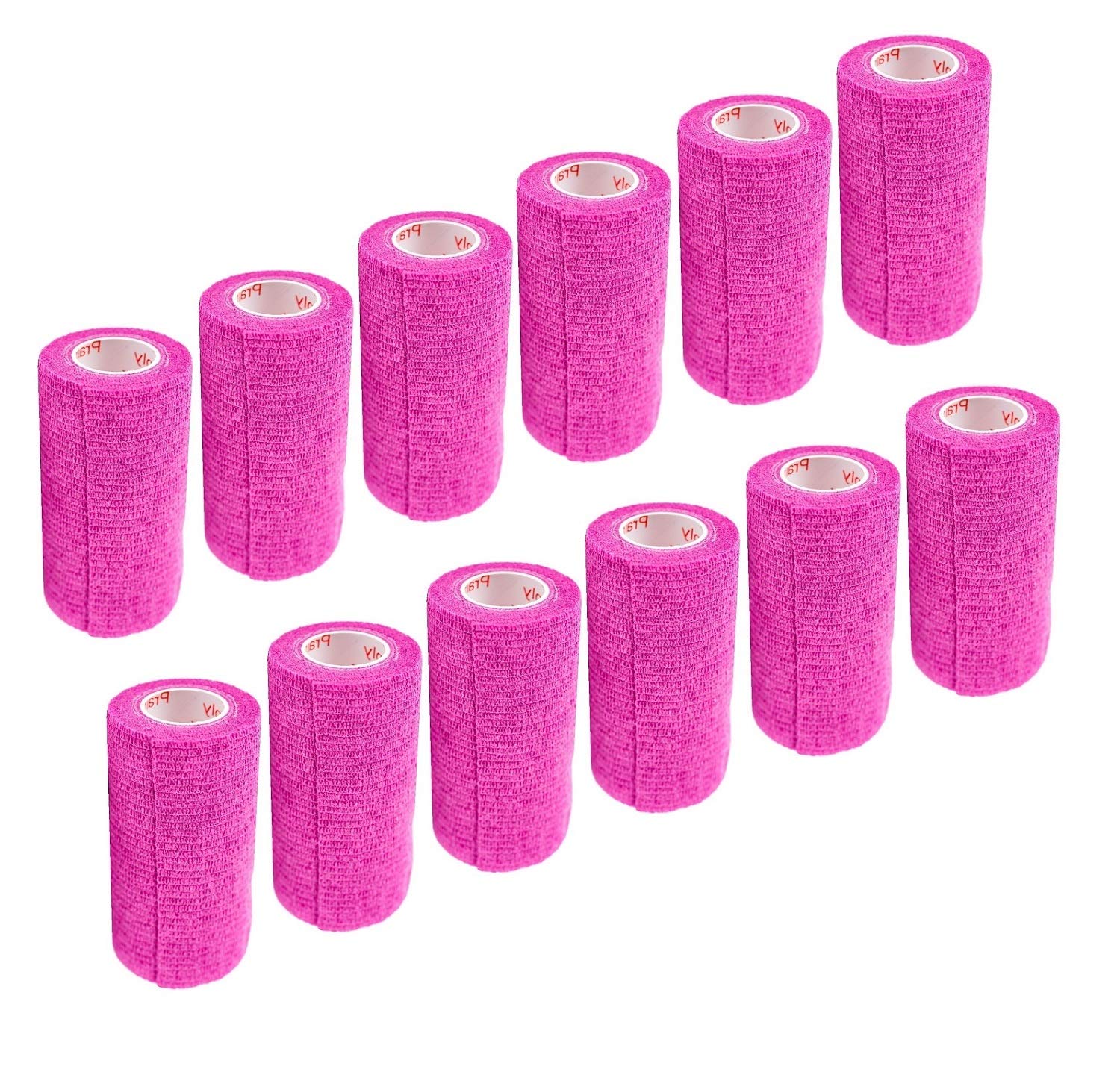 3 Inch Vet Wrap Tape Bulk (Fuchsia) (Pack of 12) Self Adhesive Adherent Adhering Flex Bandage Grip Roll for Dog Cat Pet Horse