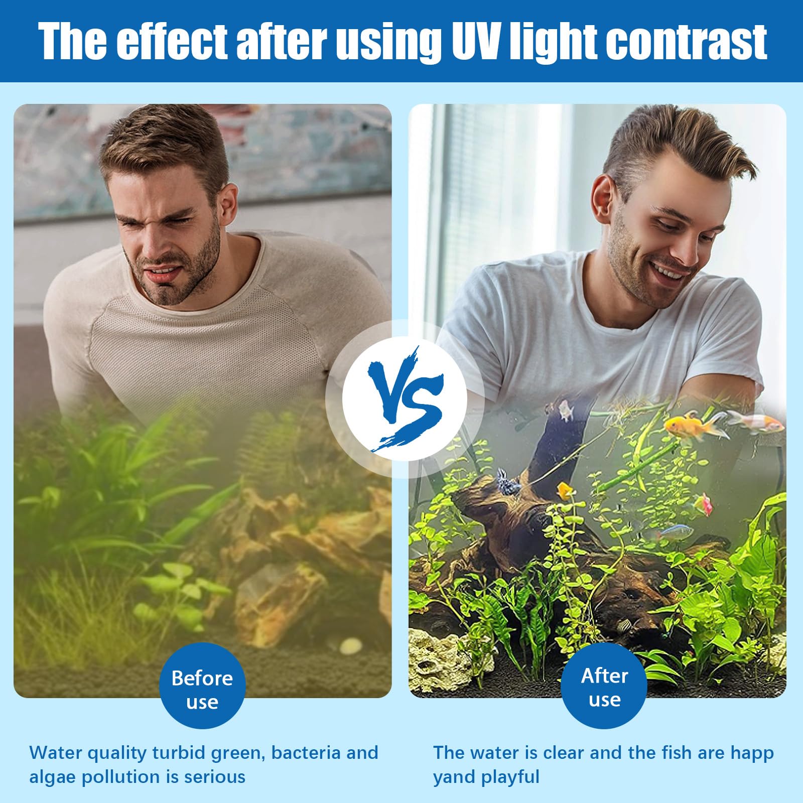 Aquarium Clean Light,9W & 11W Aquarium Algae Bloom Clean Light With Timer,Submersible Waterproof Lamp For Fish Tank Pond,Water C