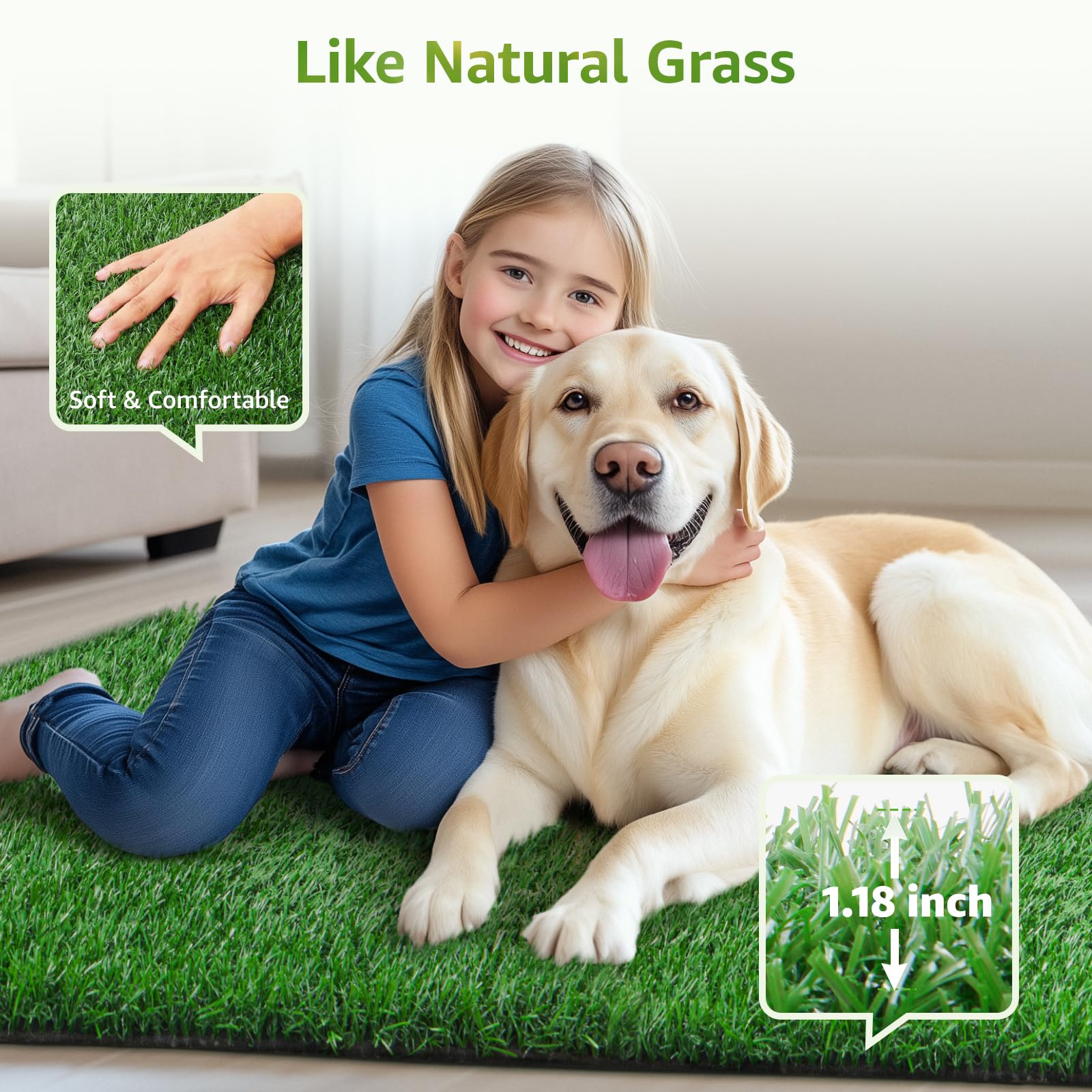 Loobani Dog Grass Pee Pad 18''X28'', 2 Pack Artificial Grass For Puppy Indoor Outdoor Potty Training Rug, Replacement Fake Grass