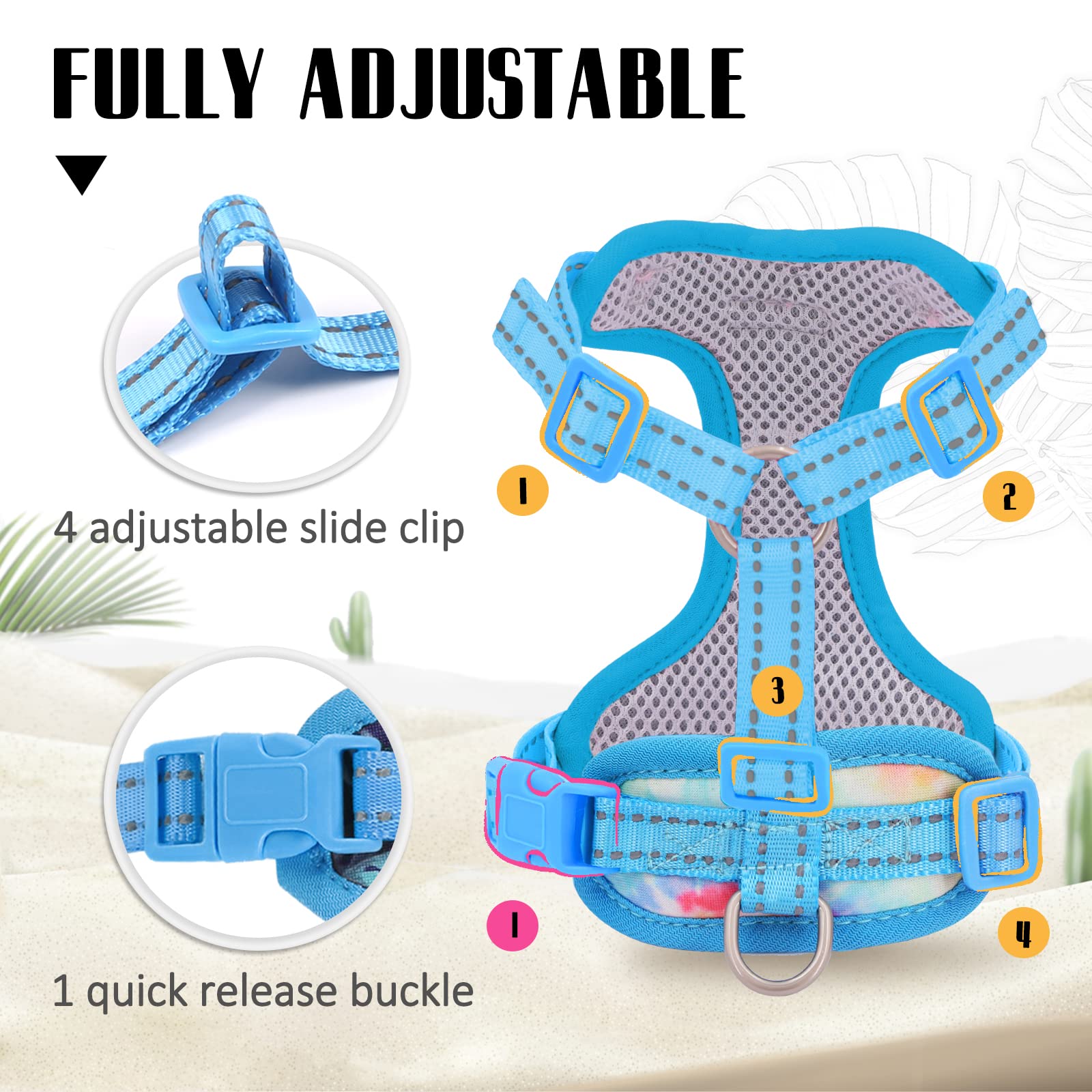 Supet Cat Harness And Leash Escape Proof For Walking, Adjustable Cat Vest Harness And Leash Set For Large And Small Kittens Dogs