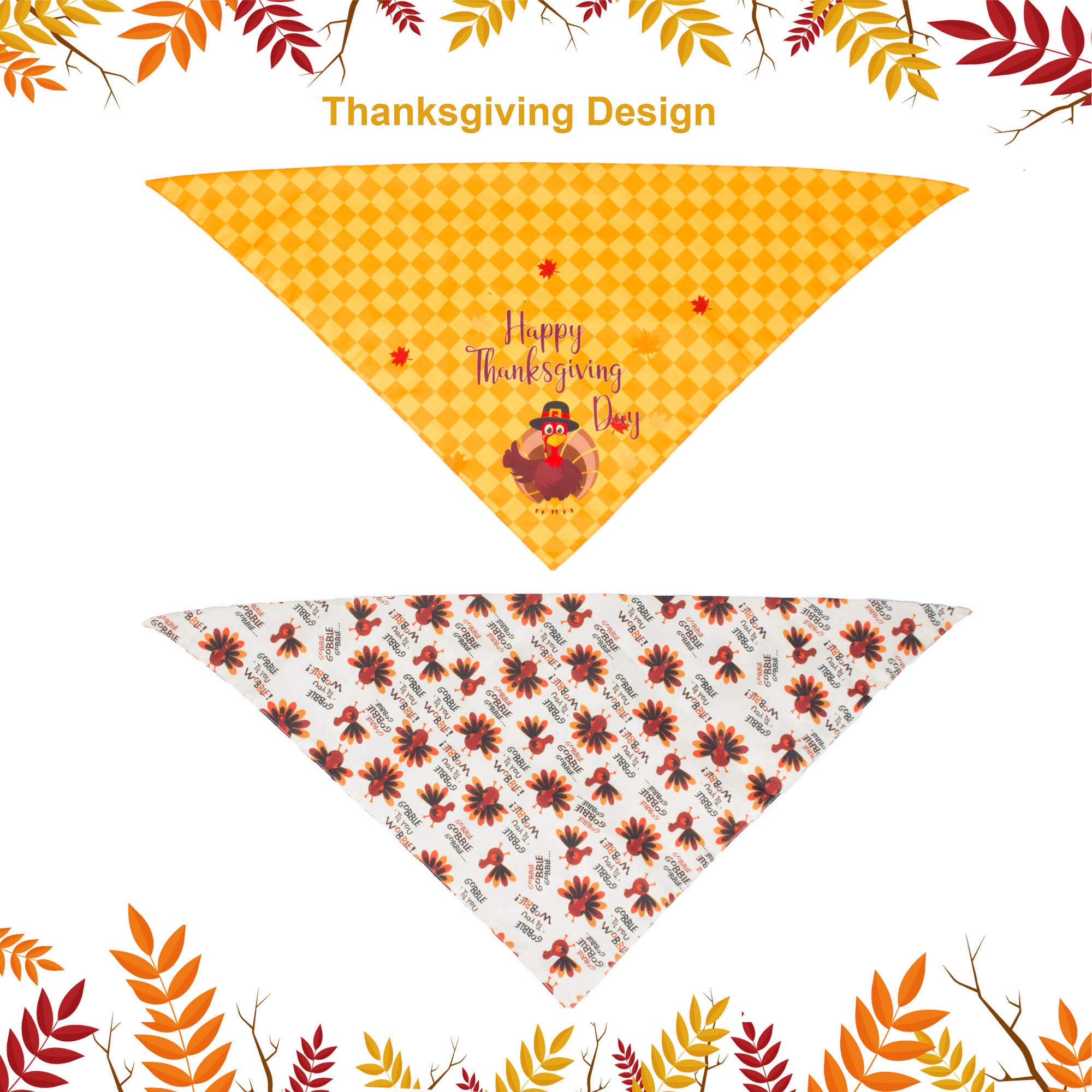 Adoggygo Thanksgiving Dog Bandana Fall Autumn Pet Bandana Reversible Triangle Bibs Scarf Accessories For Large And Extra Large D