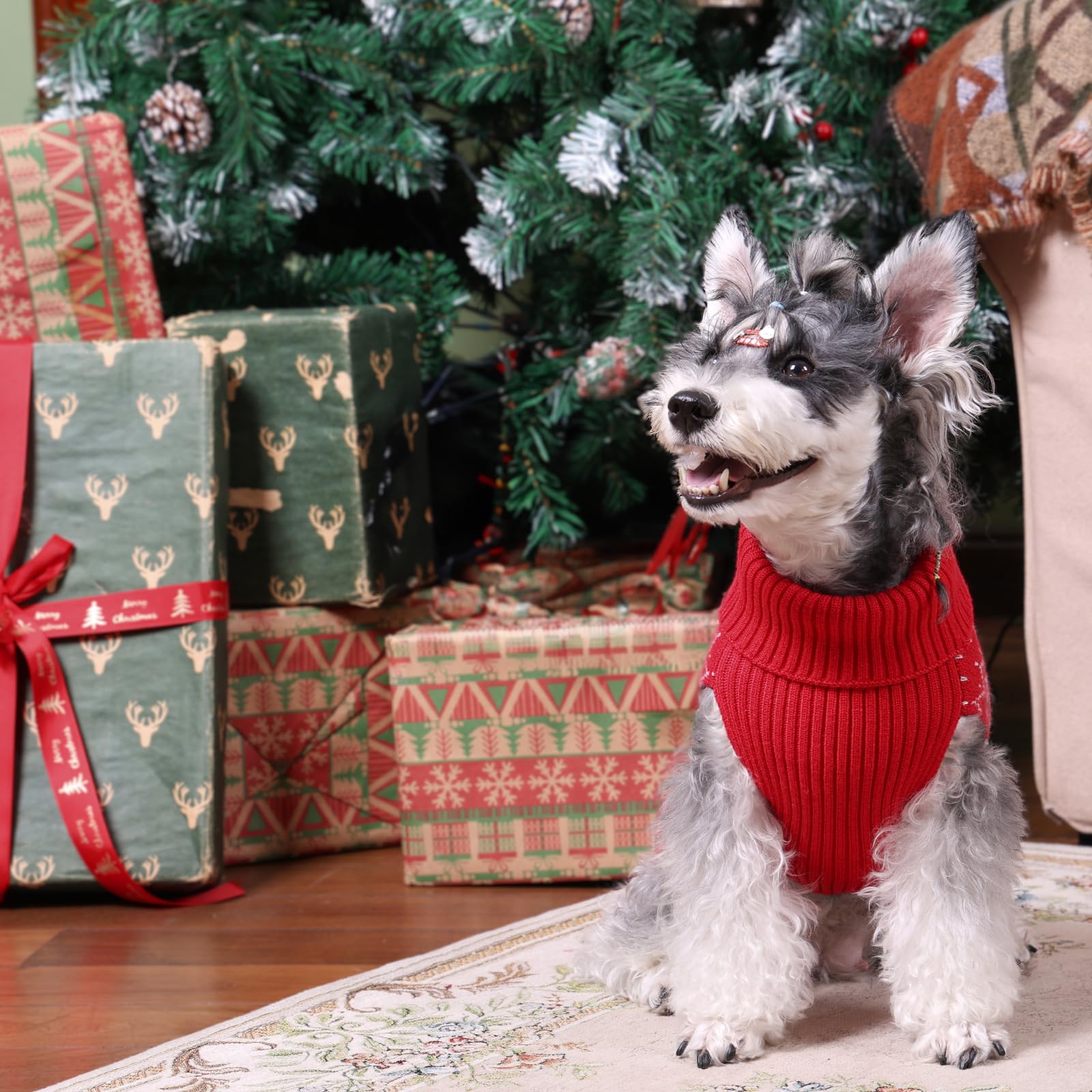 Cutebone Christmas Dog Sweater - Xmas Sweater For Small And Medium Dogs, Pet Winter Pullover Coat For Chihuahua Yorkie Teacup Do