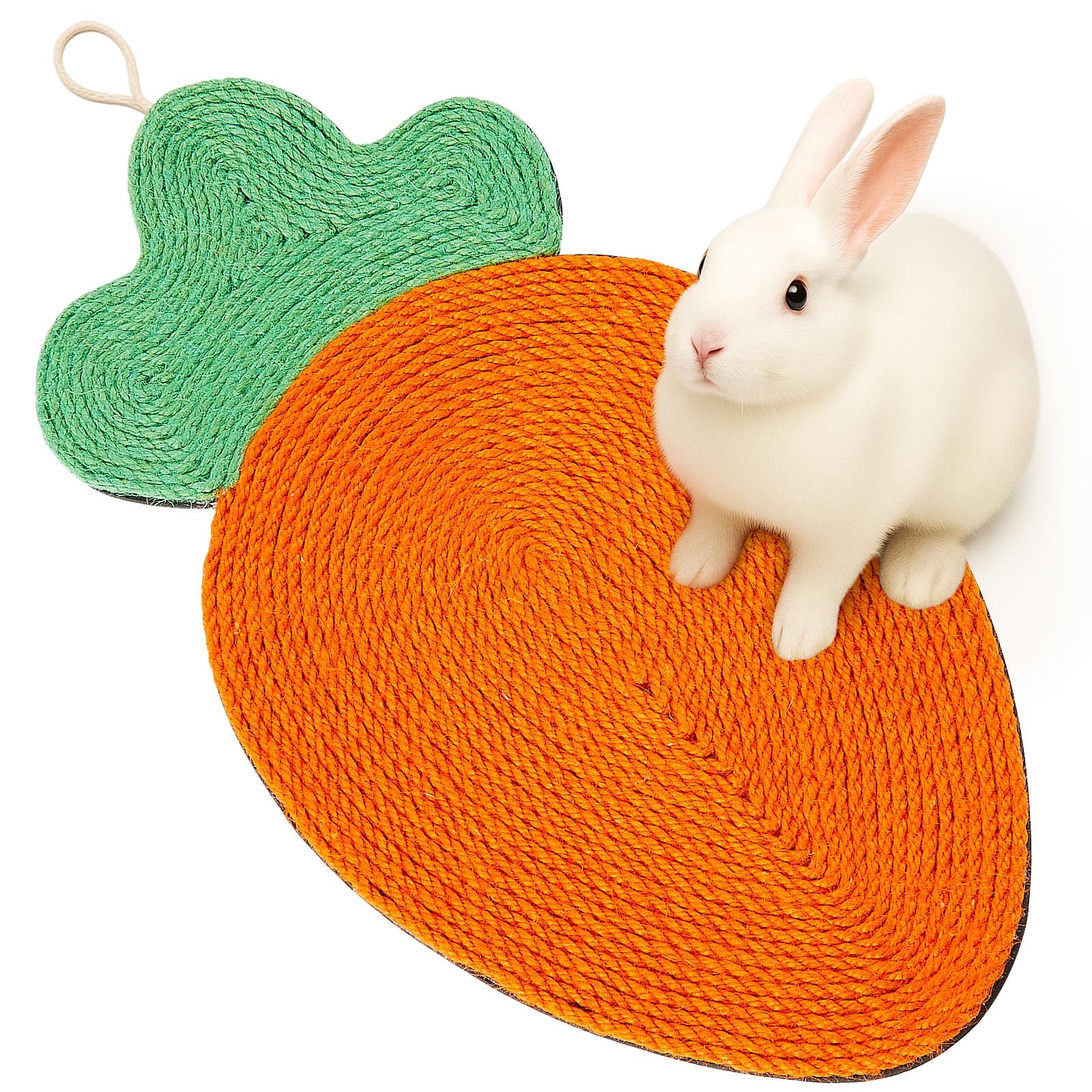 Maasechs Rabbit Scratching Pad, Natural Sisal Cat Bunny Scratcher Mats Cute Scratch Rug, Claws and Teeth Care for Biting Sleepin