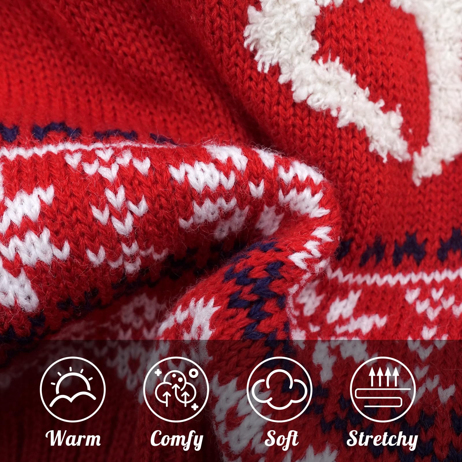 Kyeese Dog Sweater Christmas For Small Dogs With Leash Hole Reindeer Dog Knitwear Turtleneck Holiday Dog Clothes,Reindeer,M