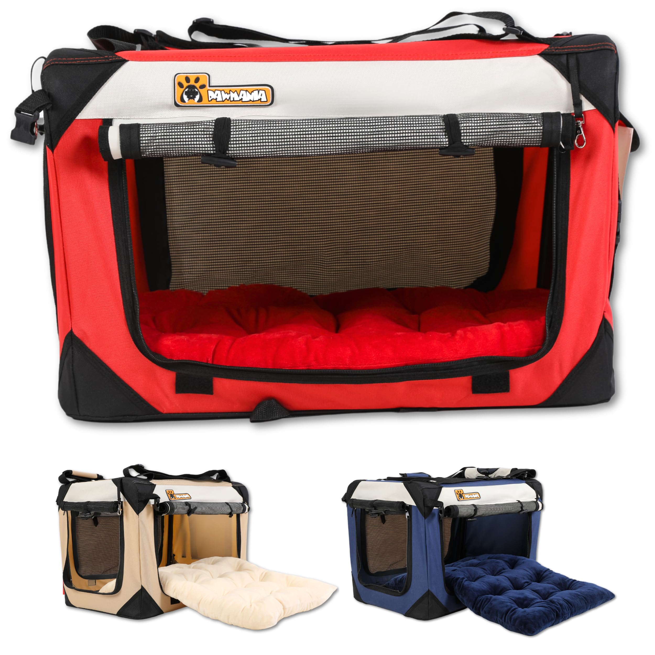 Extra Large Pet Carrier 20''X13''X13'' Foldable Soft Sided Dog Travel Crate With Cushion Portable Cat Crate With Mesh Sides Scra