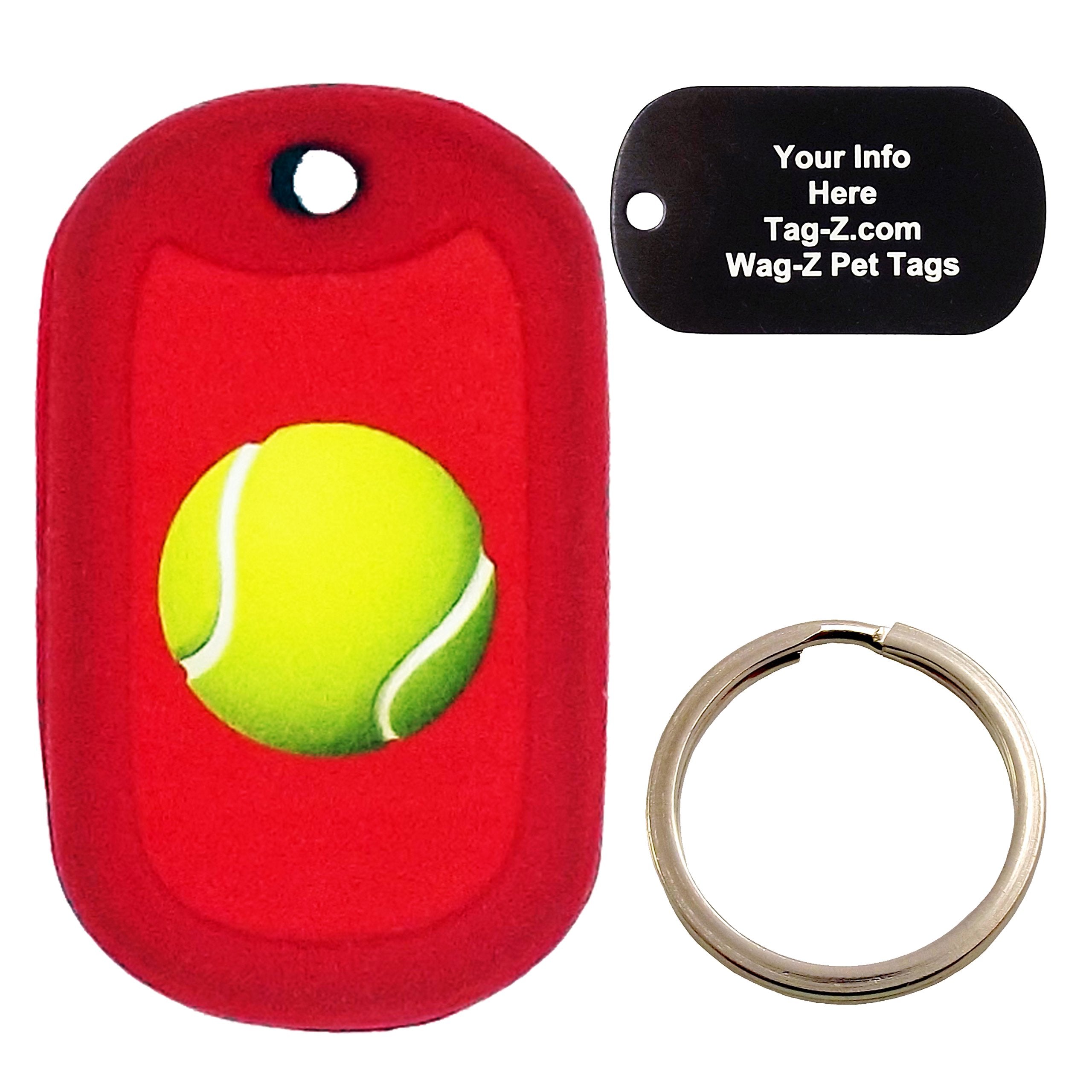 Custom Engraved Pet Tag - Tennis Ball - Red - Dog Tag - Tag-Z Wag-Z