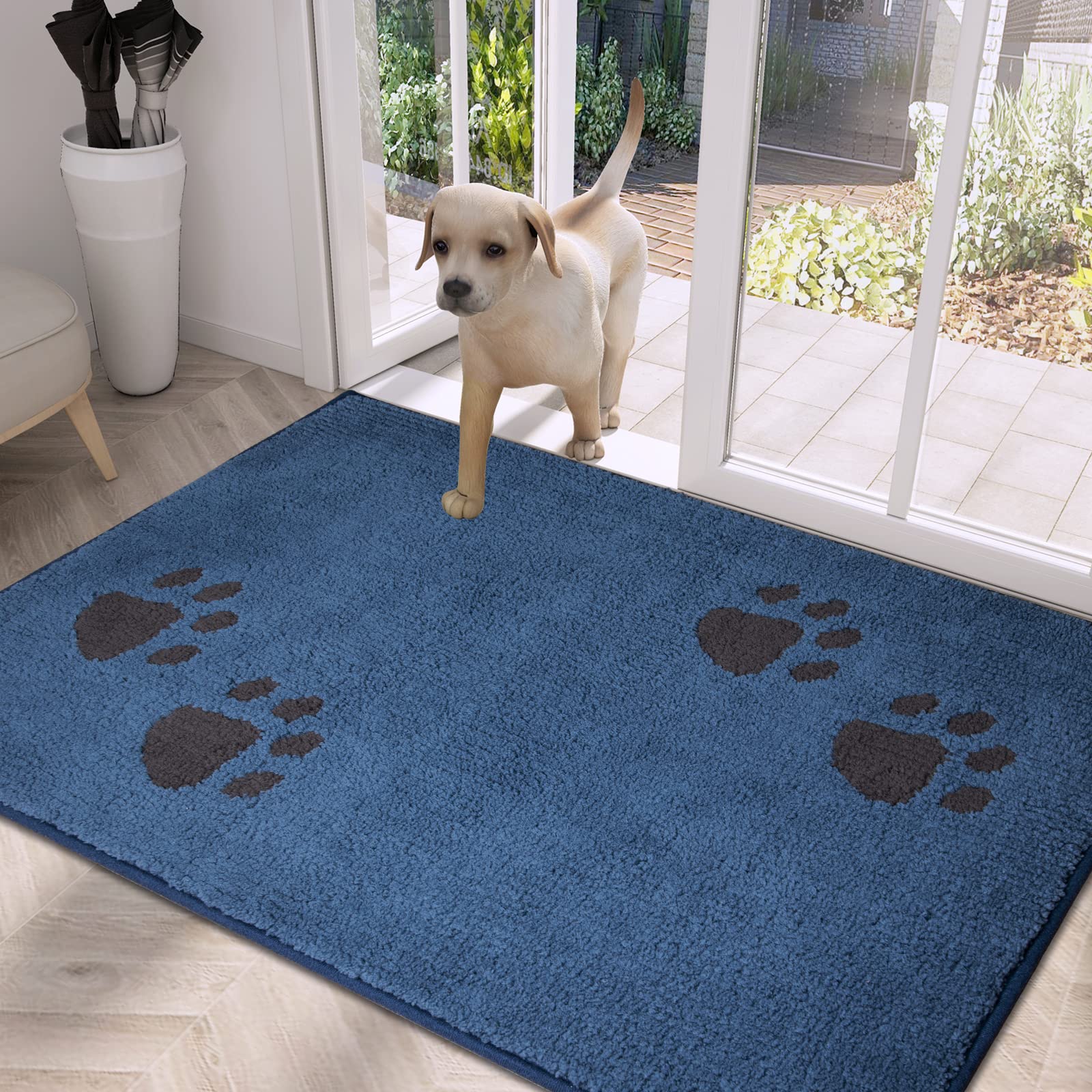 Purrugs Dirt Trapper Door Mat 34'' X 59'', Non-Skid/Slip Machine Washable Microfiber Entrance Rug, Shoes Scraper, Dog Doormat, S