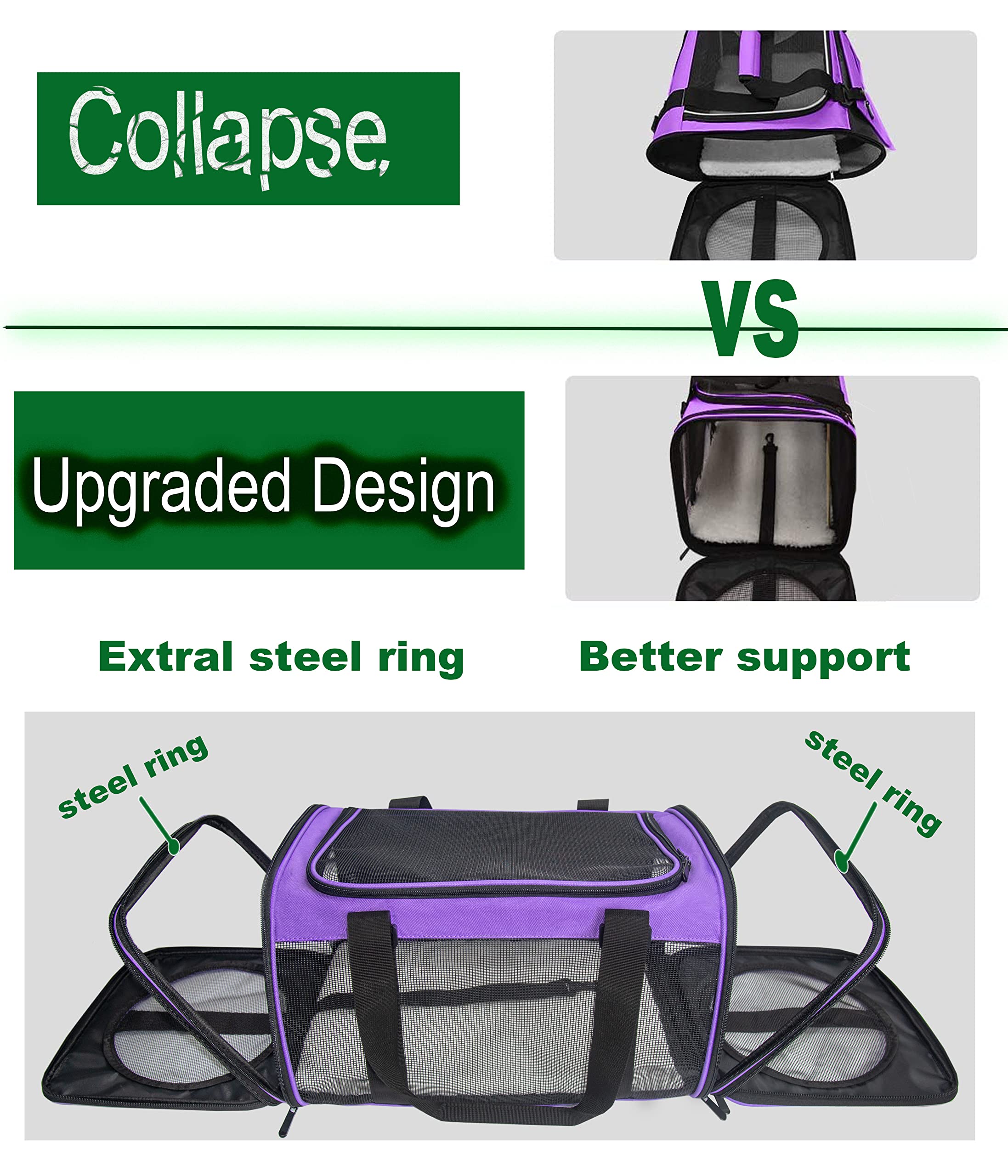 Nextfri Soft-Sided Pet Carrier For Cats Small Dogs Of 15 Lbs Medium Purple