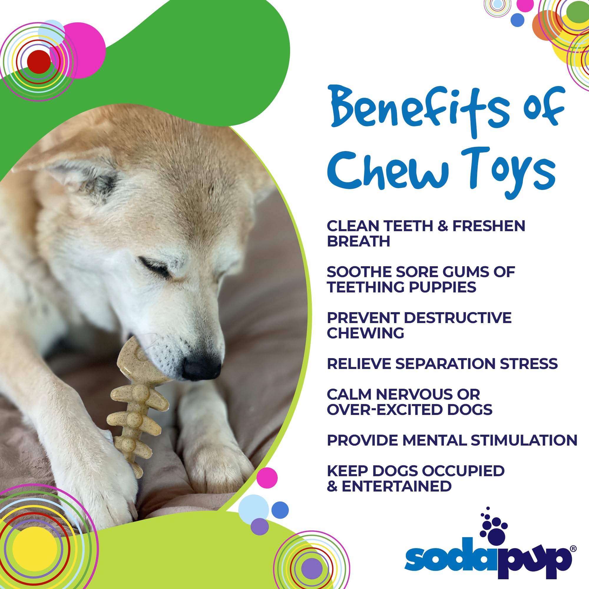 SodaPup Fish Bone - Durable Dog Chew Toy Made in USA from Non-Toxic, Pet Safe, Food Safe, Nylon Material for Mental Stimulation,