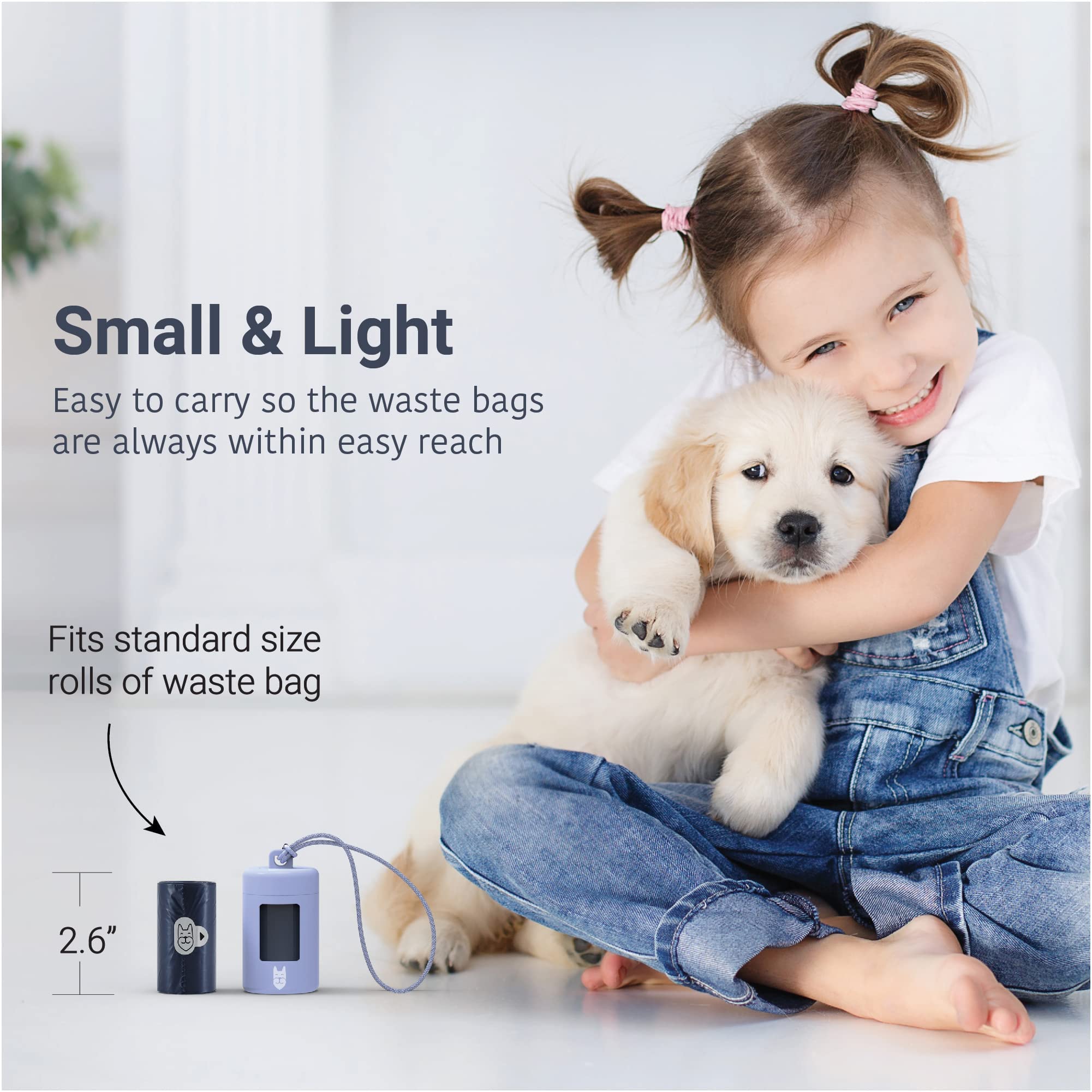 Svd.Pet Dog Poop Bag Dispenser, Retractable Waste Bag Dispenser, Lightweight Poop Bag Holder, Stretchy Strap Fits Any Dog Leash, Dog Walking Accessory (Lavender Field)