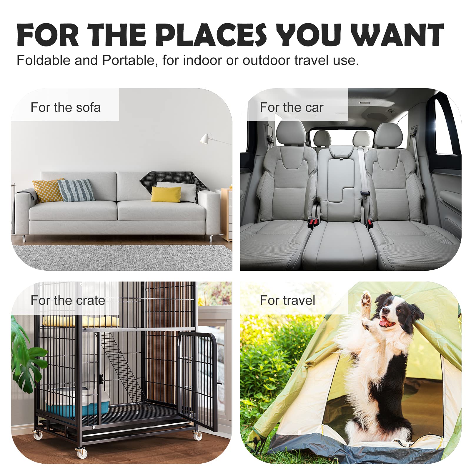 JoicyCo Dog Bed - Soft Washable Crate Pad for Large Dogs, 42" x 28", Dark Gray, Non-Slip Bottom, Durable Polyester