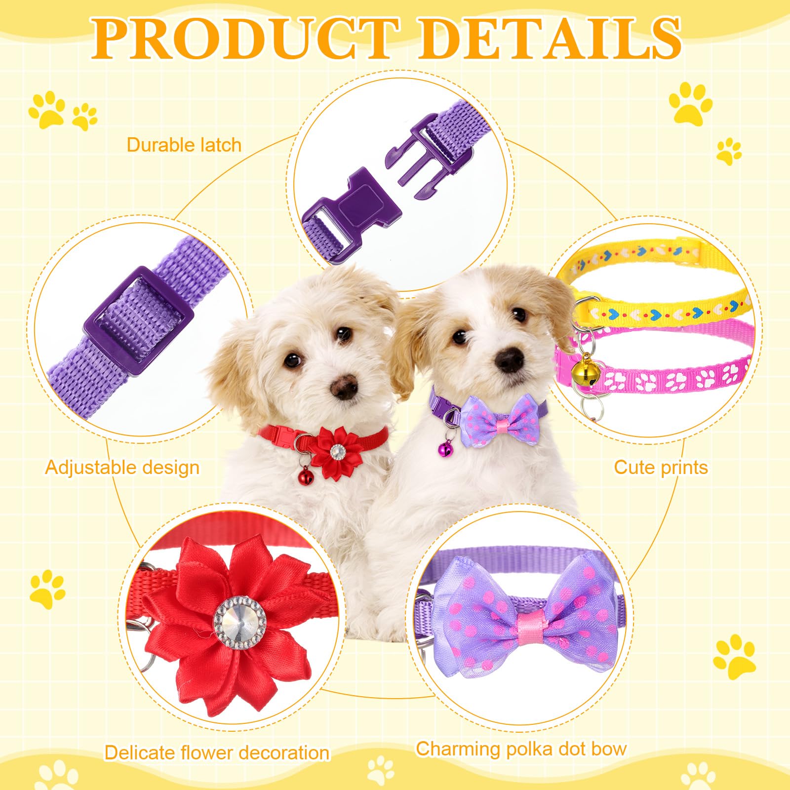 Saintrygo 22 Pack Dog Bow Tie Collar - Adjustable Bowtie, Flower Neck Tie For Medium Small Dog Cat Puppy(Trendy)