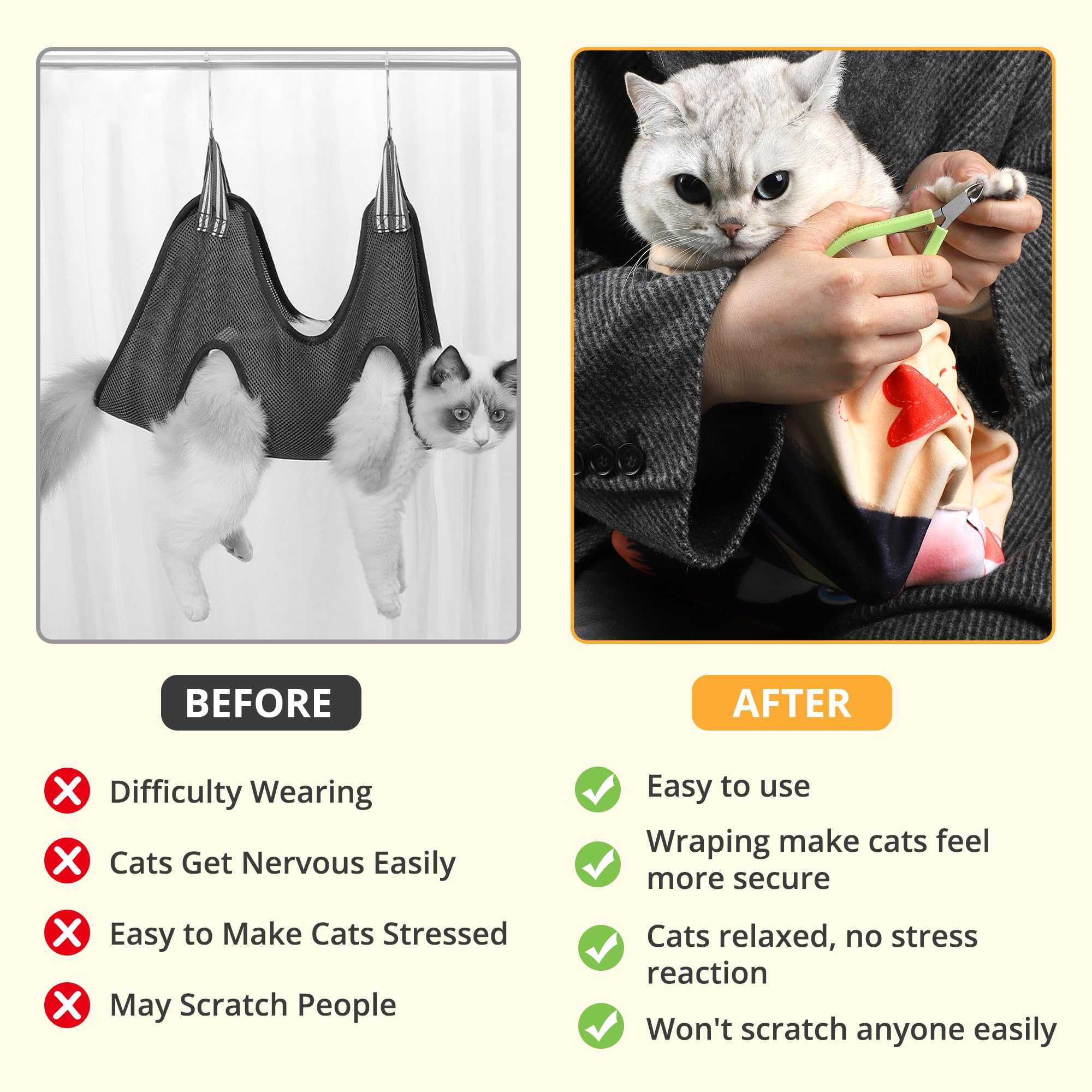 Zingterra Cat Grooming Wrap,Anti-Escape Cat Wrap For Grooming,Self-Adherent Soft Cat Blanket To Wrap,Clip Nails, Anti-Bite, Anti