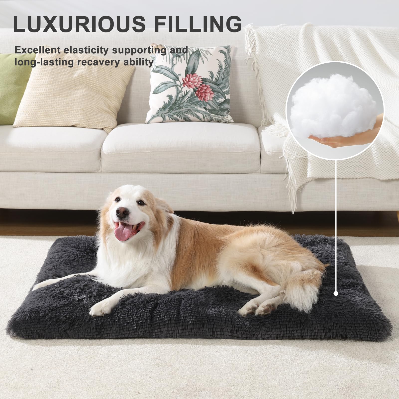 Vonabem Large Dog Bed Xl, Washable Pet Bed Dog Crate Pad For Extra Large Medium Small Dogs And Cats, Plush Soft Fluffy Dog Beds,