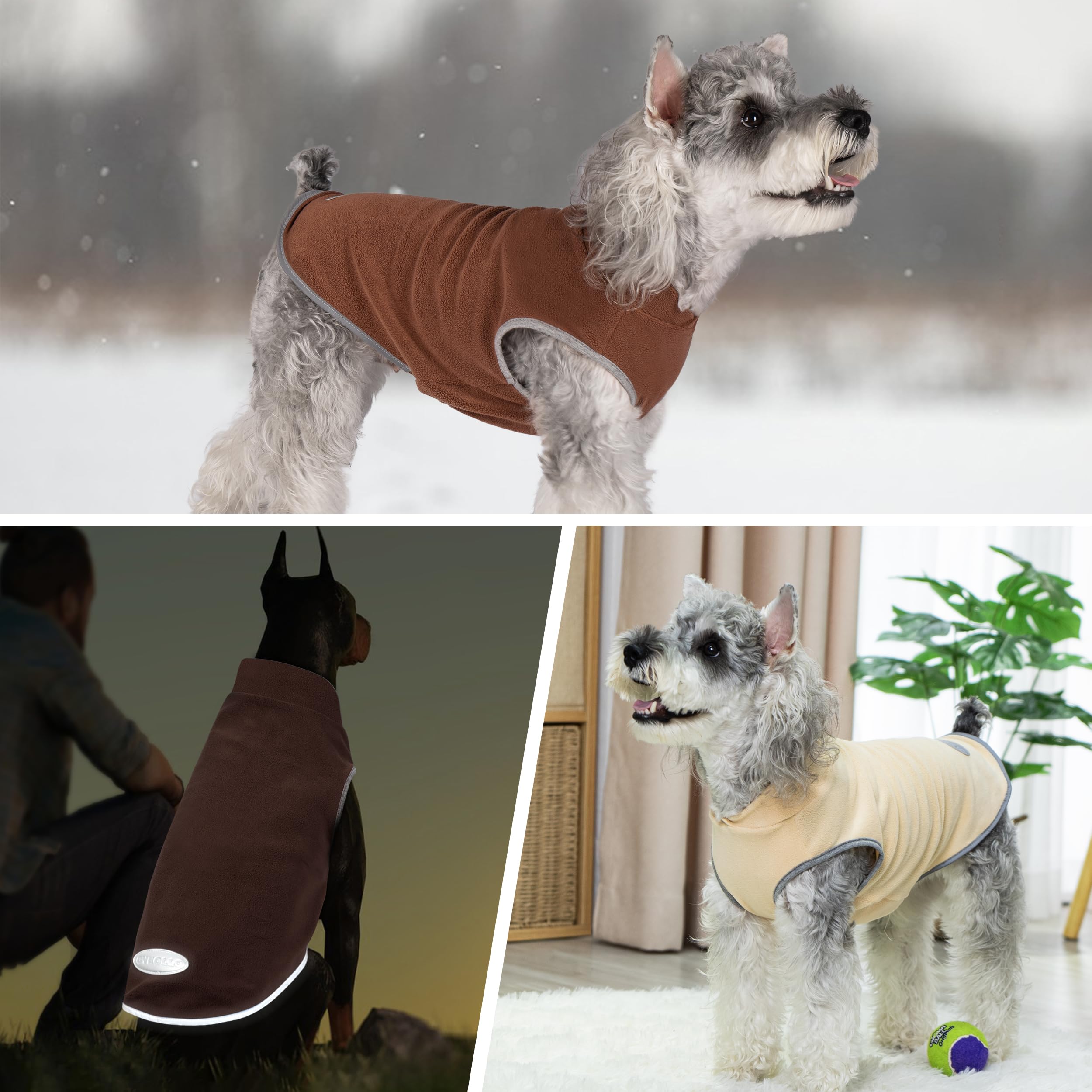 Cyeollo Fleece Sweater Vest, Reflective Sweatshirt Pullover Jacket For Small Medium Large Dogs, Boy Girl Pets Warm Clothes, Brow