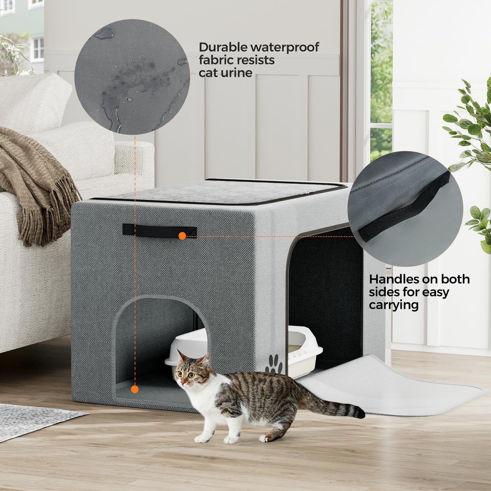 Cat Litter Box Enclosure With Cat Bed; Hidden Enclosure Litter Tray In Living Room, Bedroom, Corner; Cat Washroom Fit Most Of Li