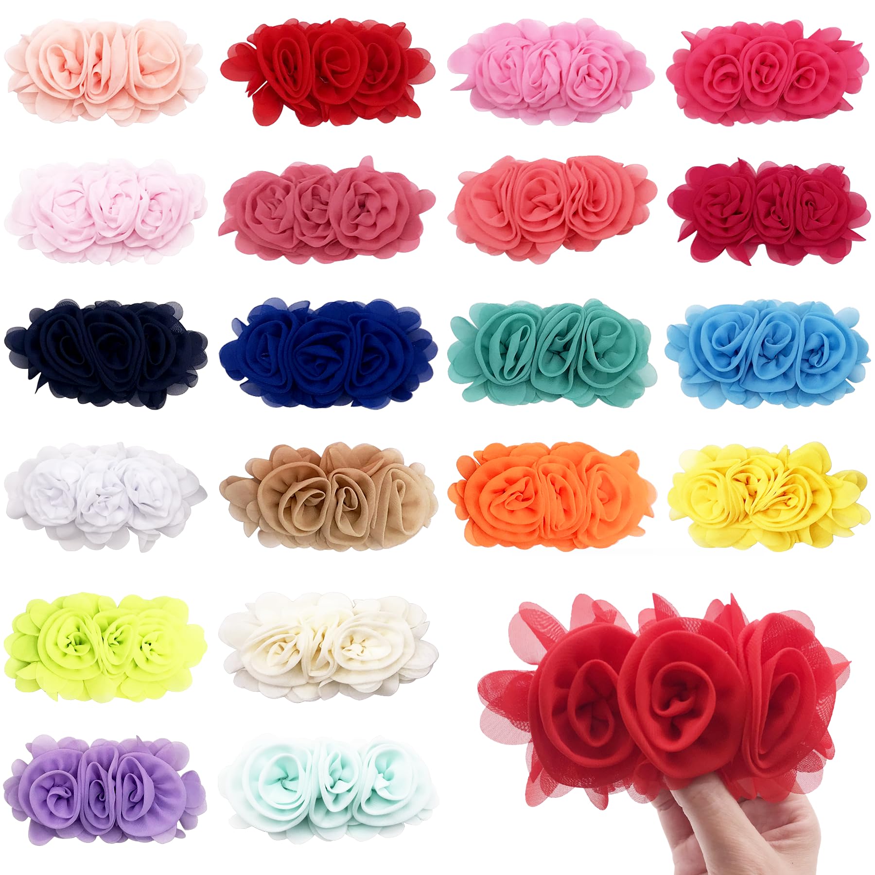 JpGdn 20pcs/Pack Dog Collar Flowers Bows Charms Attachment Slide Accessories Bulk Large 4.9inch for Small Medium Big Girl Female