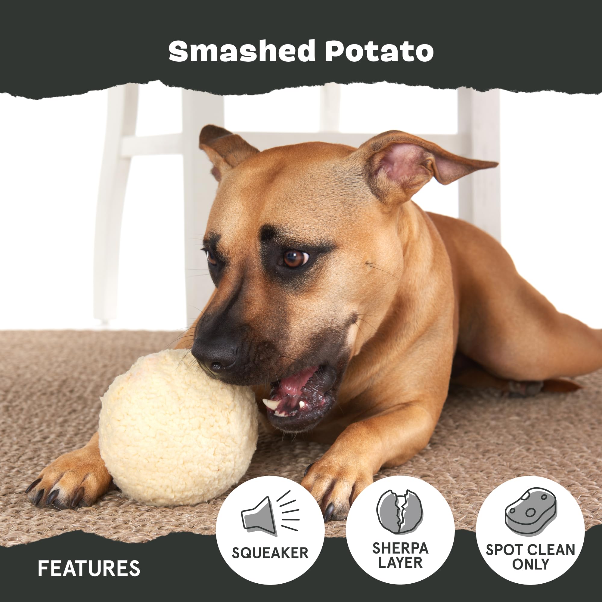 Barkbox Super Chewer Tough Dog Chew Toys For Aggressive Chewers, Plush 2 Toys In 1 (Potato - Small)