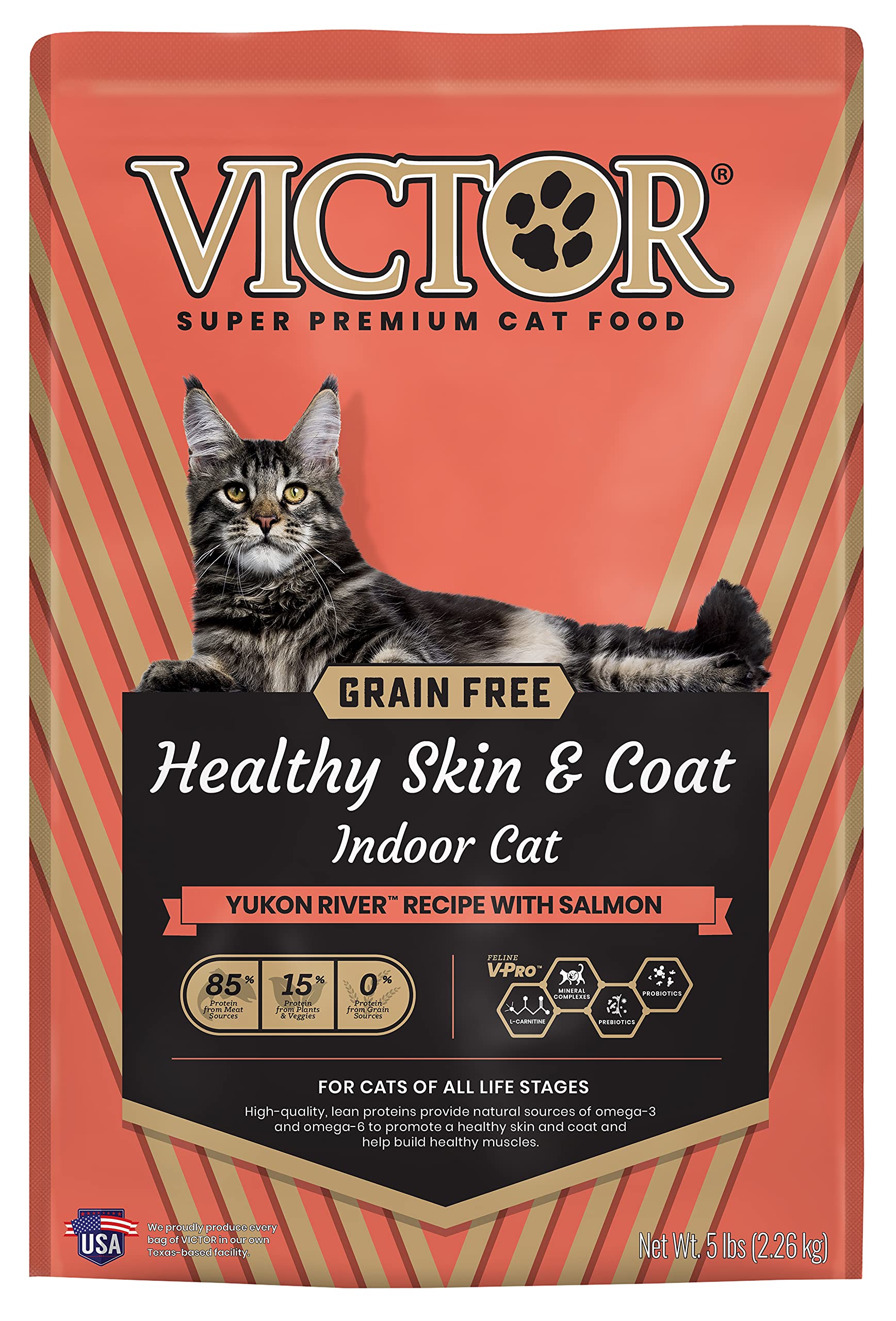 VICTOR Super Premium Cat Food - Grain Free Healthy Skin & Coat - Dry Kibble for Indoor Cats - High Protein - 38% Protein, 18% Fa