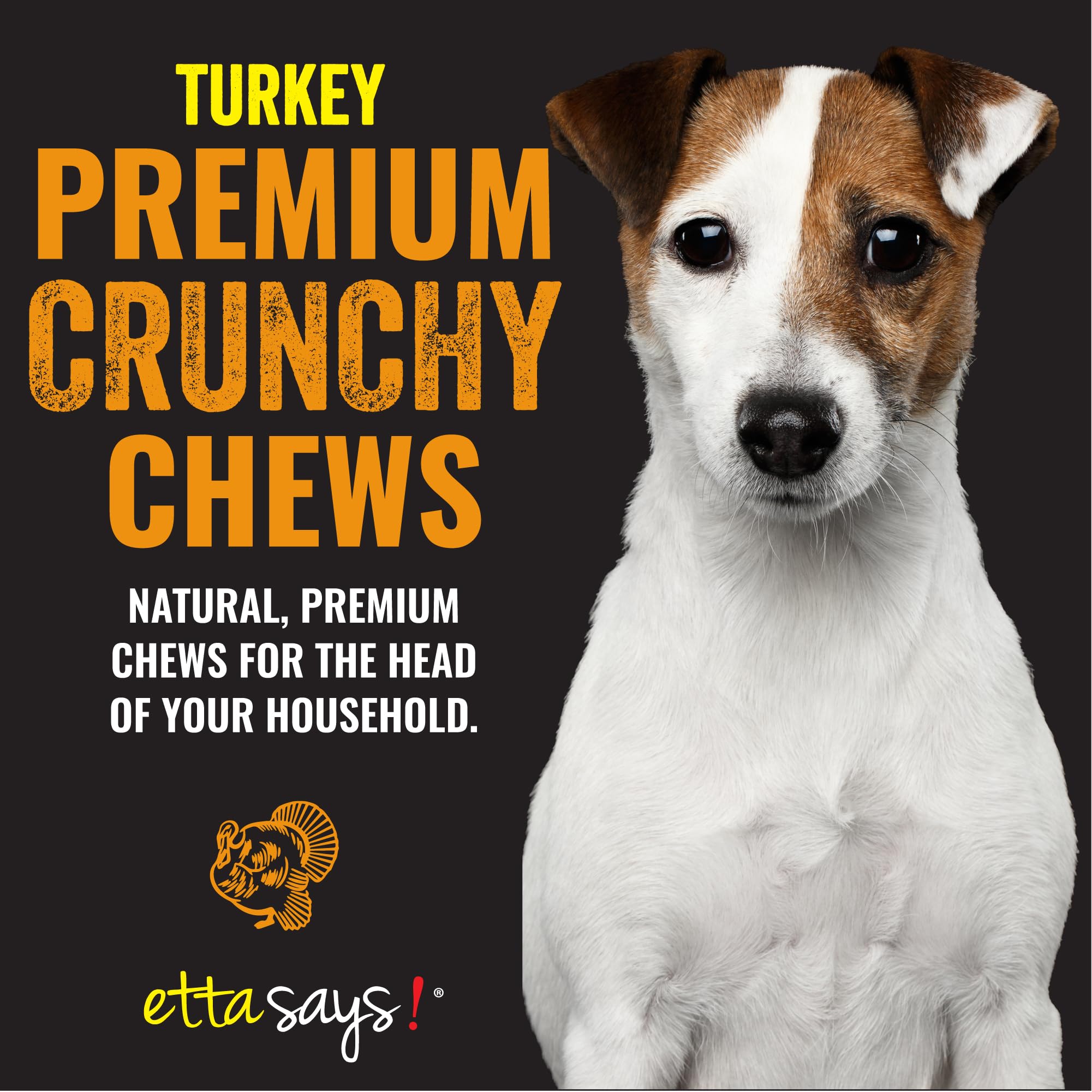etta says! Premium Crunchy 7 Turkey Chews - Grain-Free Dog Treats, Good for Teeth, Easy to Digest - Made in The USA (20 Count Pa