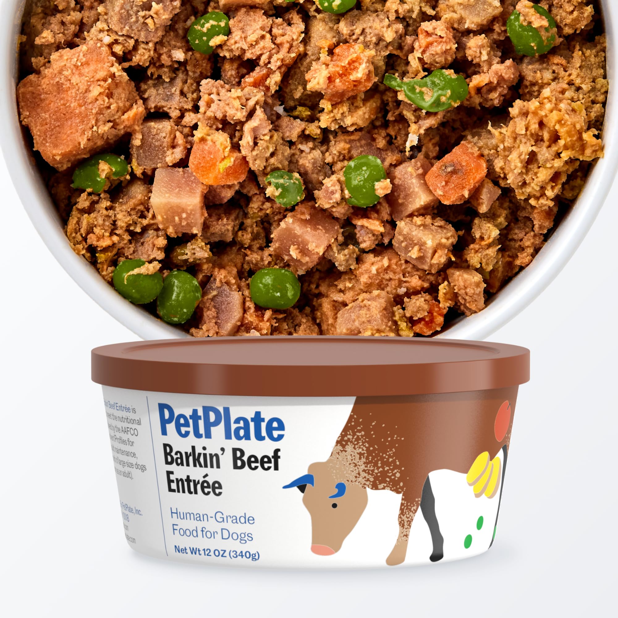 PetPlate Human-Grade Fresh Dog Food, Barkin Beef Entr  e - Wet Dog Food for All Breeds - High-Protein, Natural - 12-oz Cups, Cas
