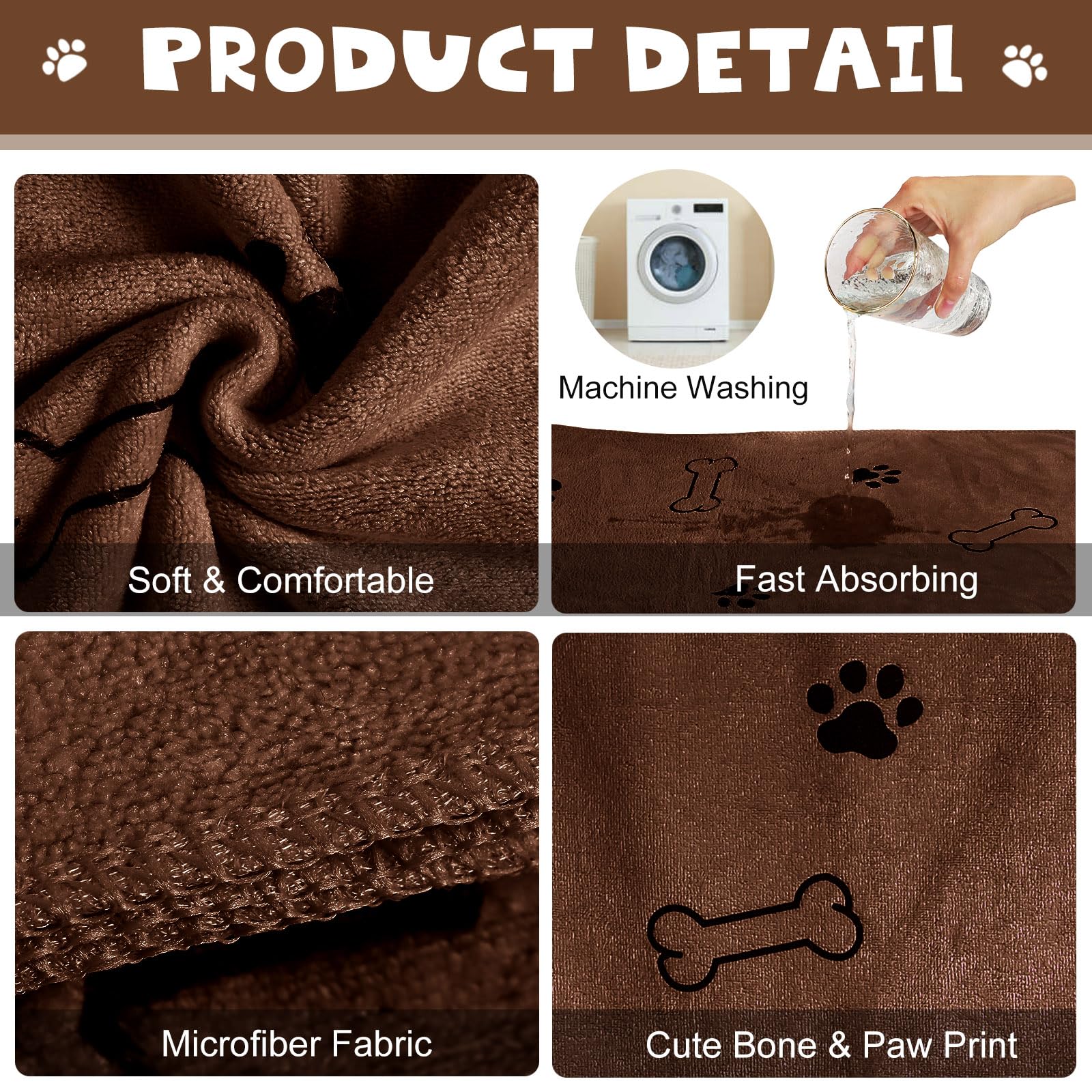 Chumia 4 Pcs Dog Towels For Drying Dog Puppy Bulk Microfiber Absorbent Paw Towel Pet Bathing Supplies Quick Drying For Medium Ca