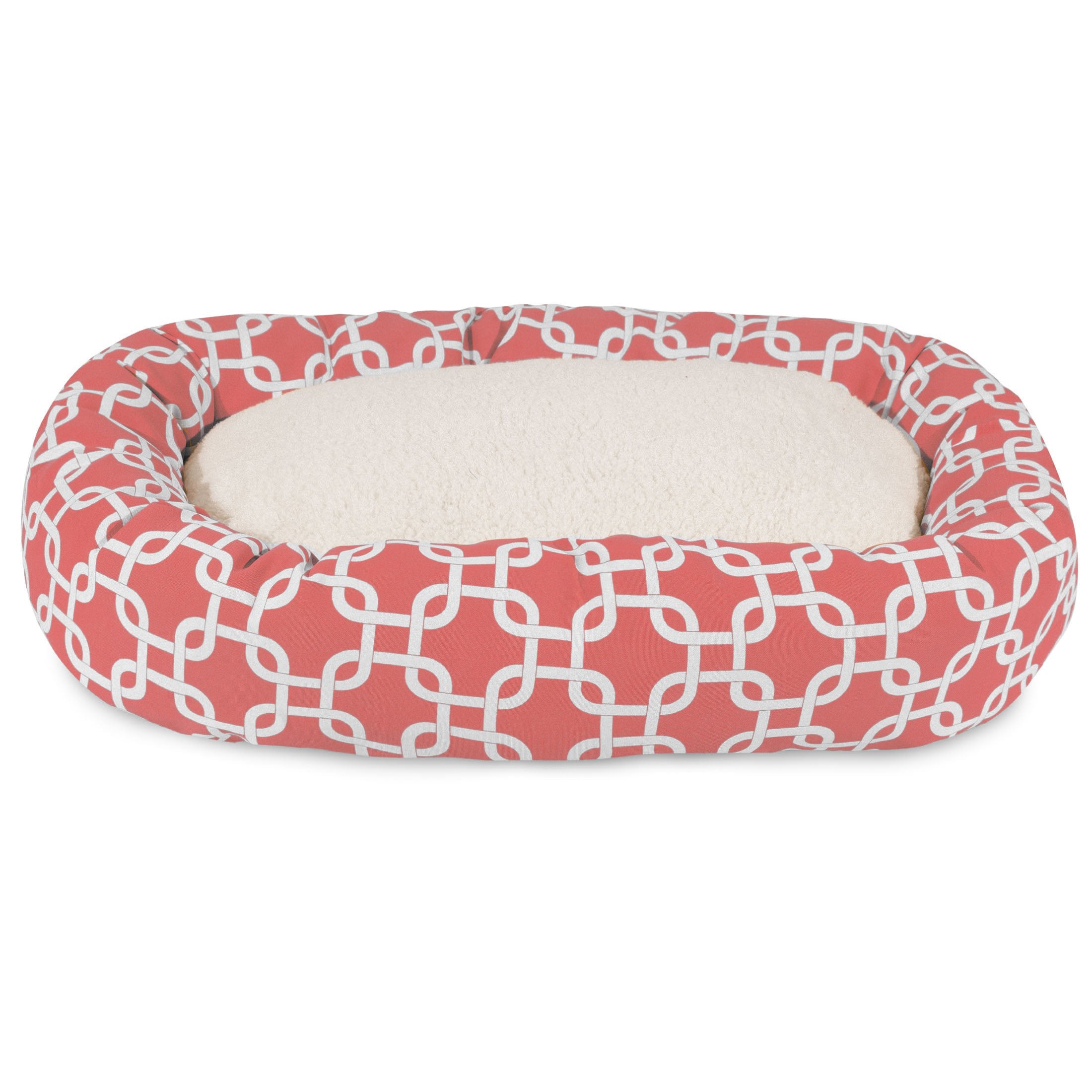 40 Inch Coral Links Sherpa Bagel Dog Bed
