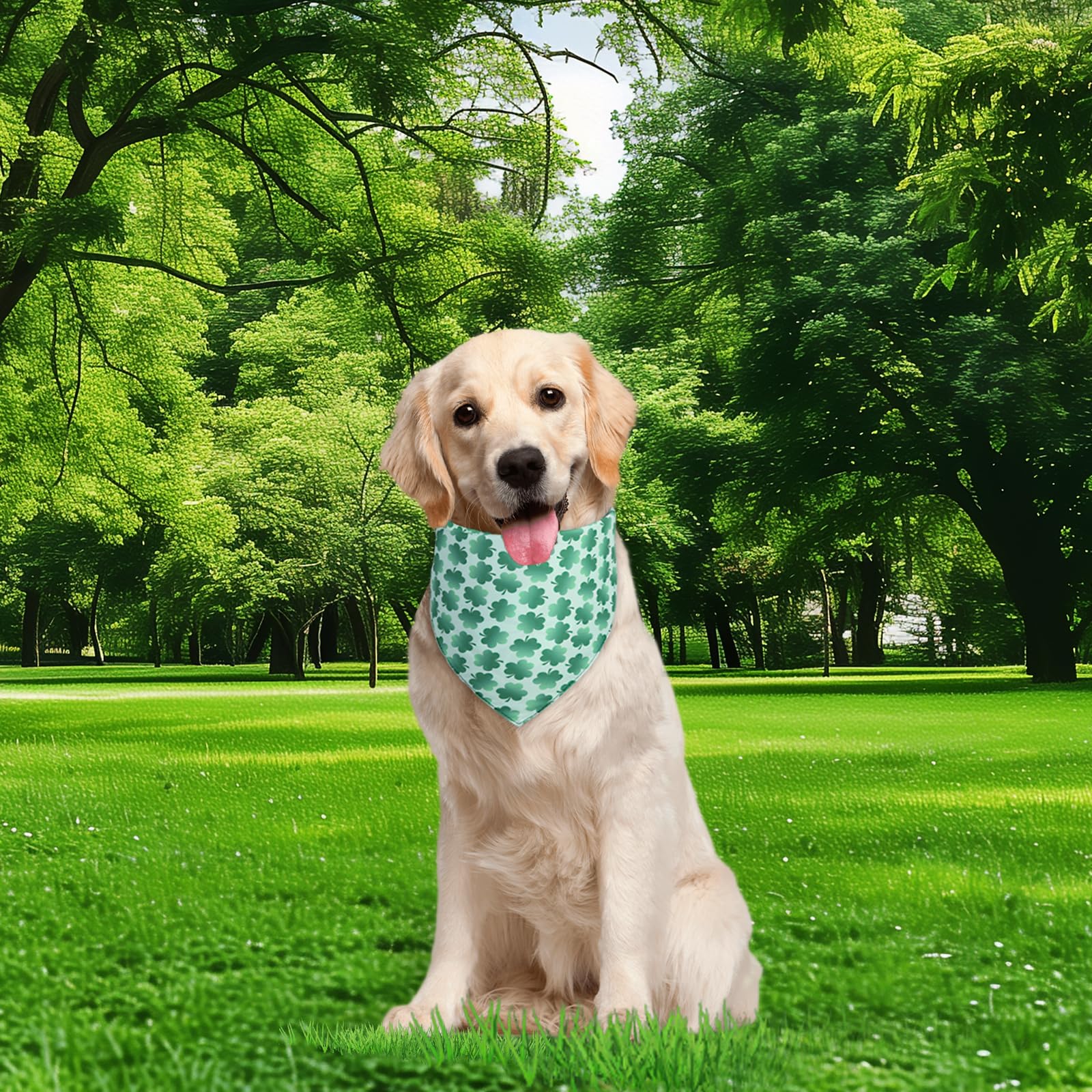 QUQULE St. Patrick's Day Dog Bandana Large 1PCS, Green Scarf for Boy and Girl, Durable Triangle Reversible Bibs Handkerchief for