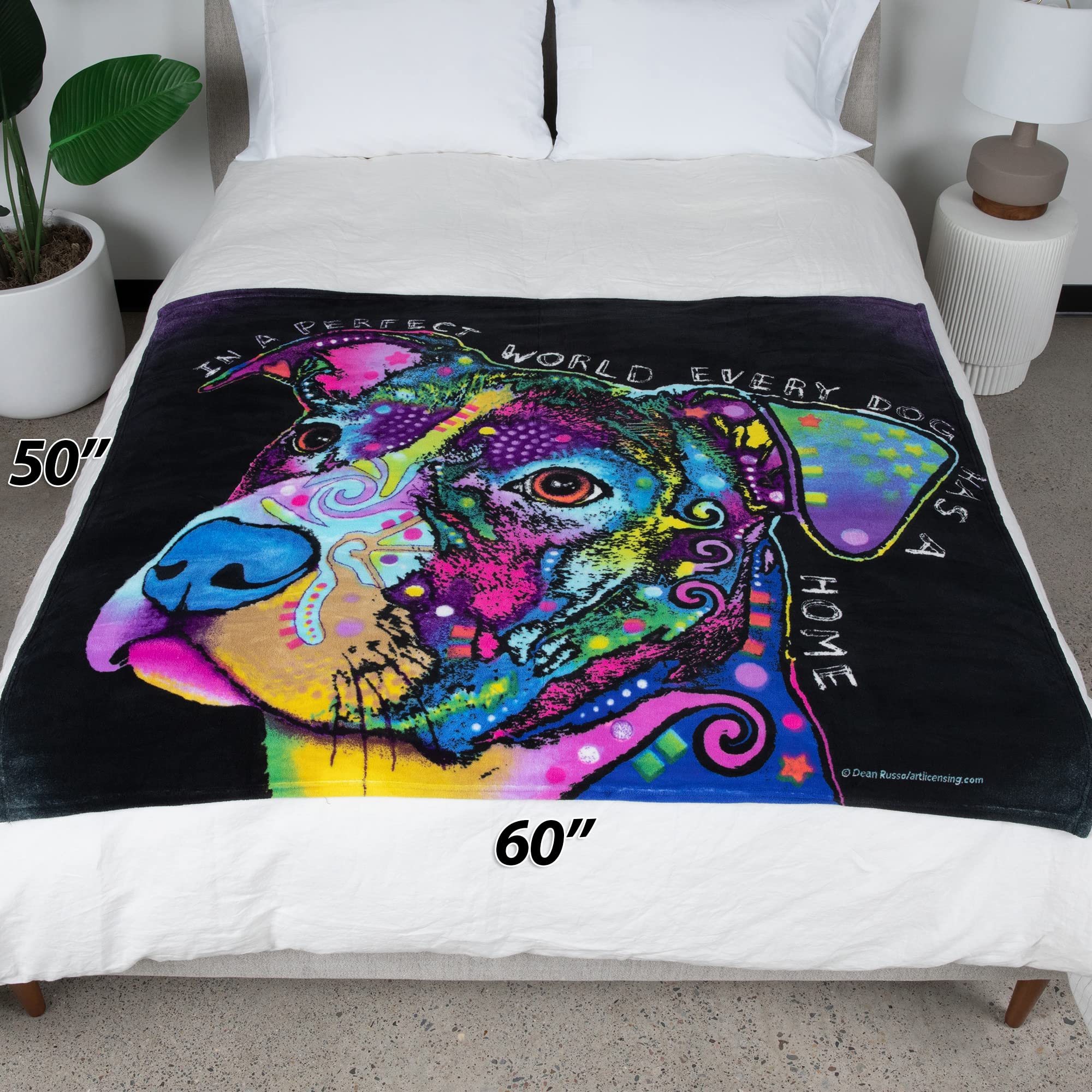Dawhud Direct Colorful Dog Fleece Blanket For Bed, 50'' X 60'' Dean Russo Ii Dog Fleece Throw Blanket For Women, Men And Kids -