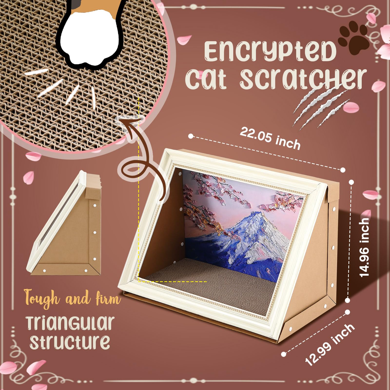 Eccliy Cardboard Cat Scratcher House Oil Painting Art Frame Cat Scratcher Bed Vintage Picture Scratching Board Pad Kitten Couch
