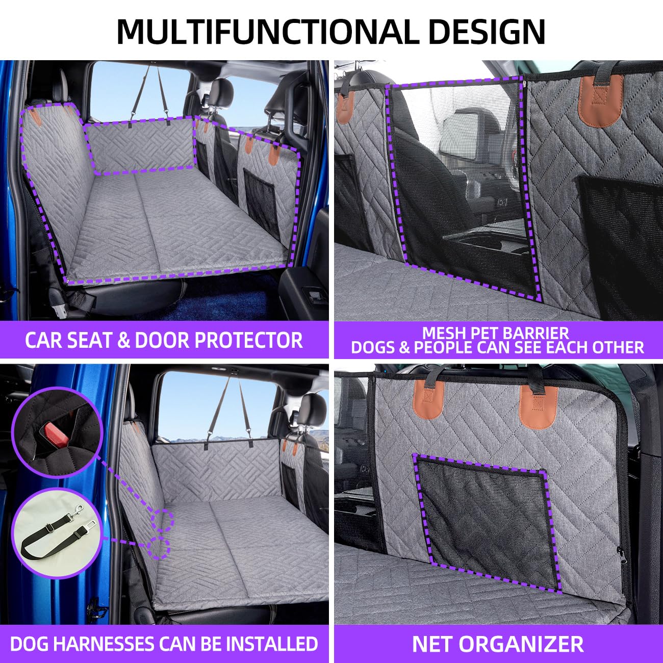 Tkyz Dog Back Seat Extender - Non Inflatable Car Bed Mattress Pet Seat Covers For Trucks (Gray)