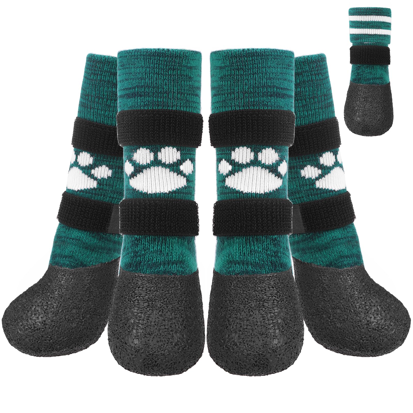KOOLTAIL Anti Slip Dog Socks to Prevent Licking Paws for Hot/Clod Pavement, Waterproof Long Snow Dog Boots&Paw Protectors with S