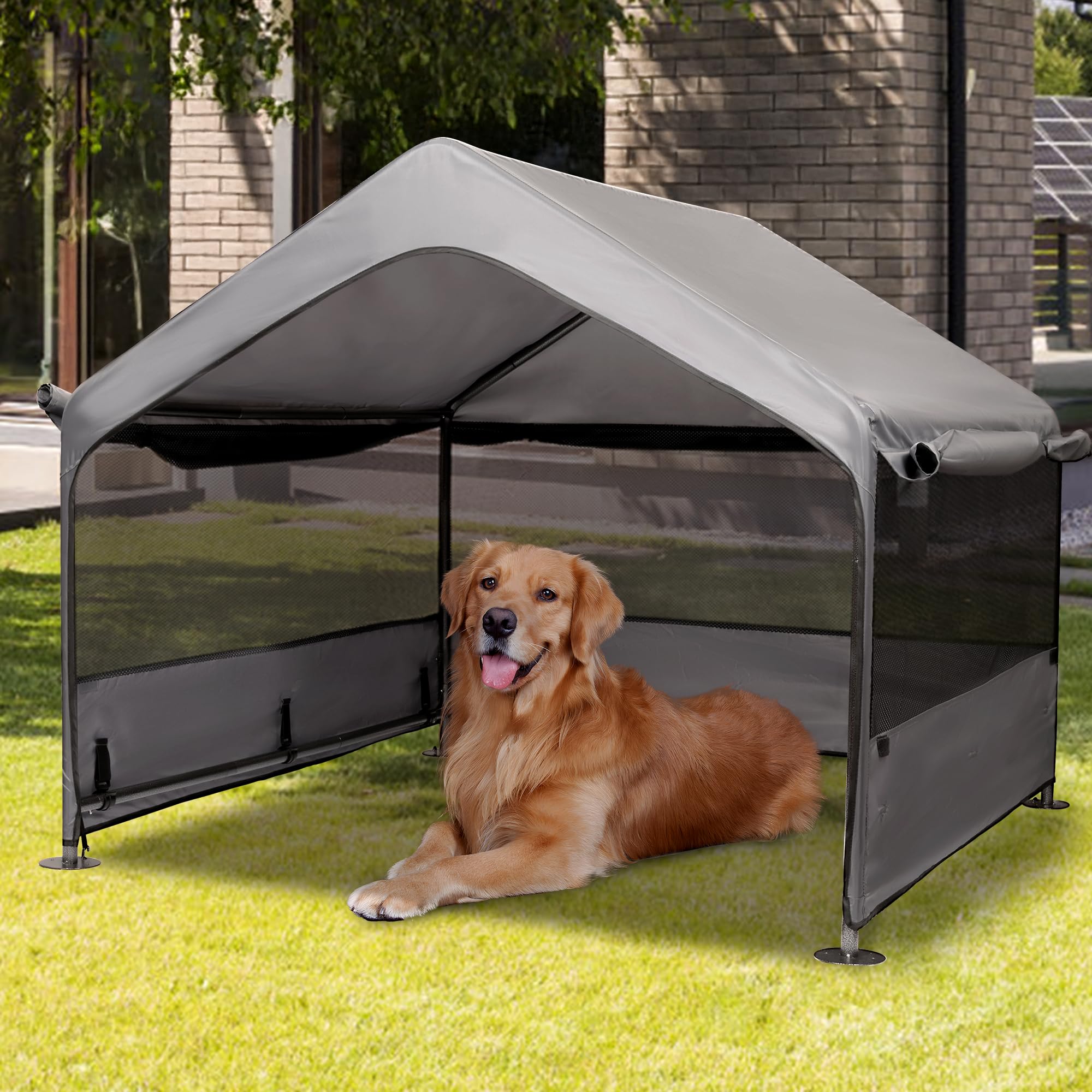Summertrail Extra Large Dog House Outside, Dog Tent Outdoor, Big Dog Shade Shelter Doghouse Canopy With Three-Sided Breathable M