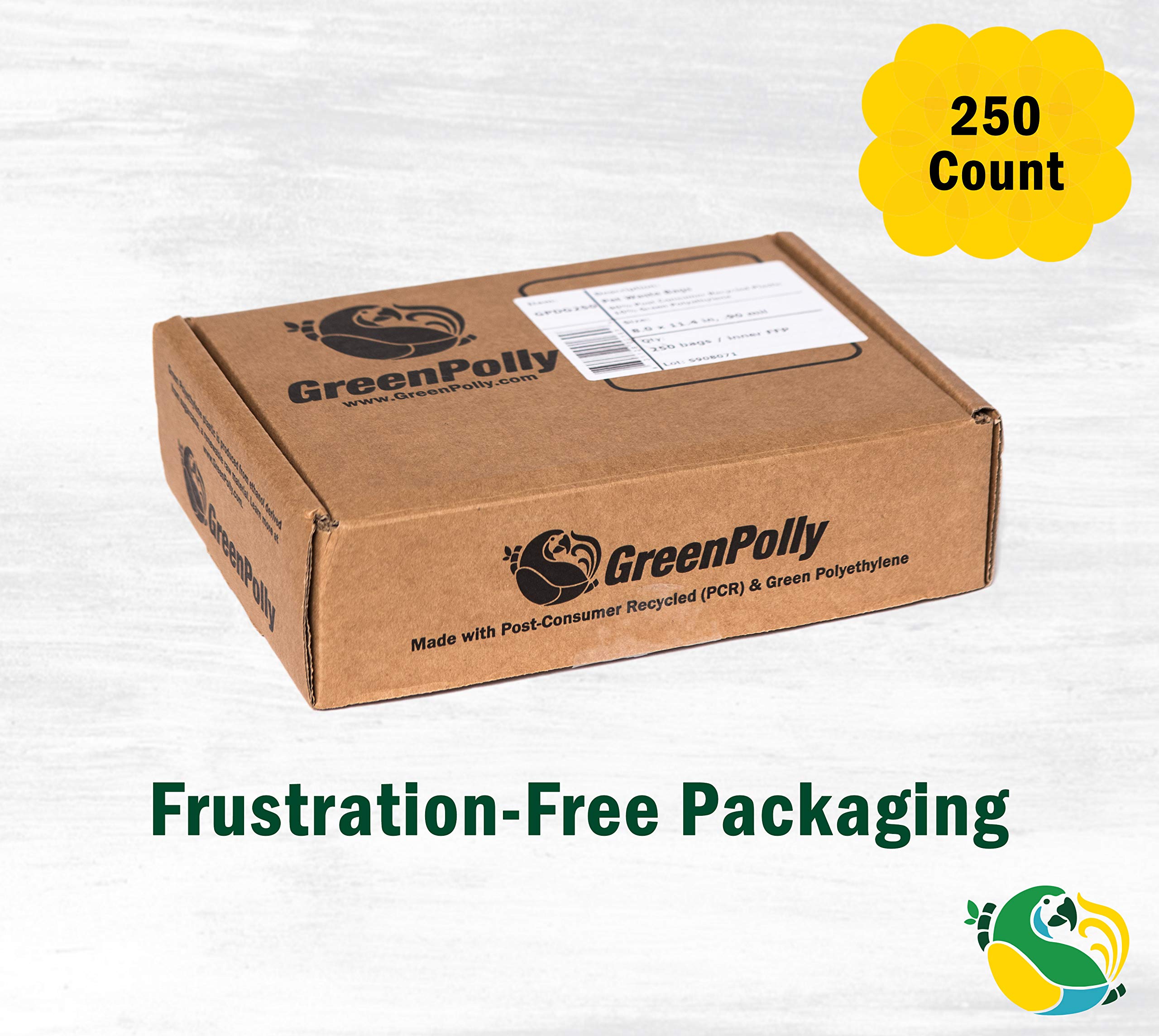 Greenpolly Pet Waste And Dog Poop Bags, 250 Count, Made With 100% Renewed Material, Durable, Purple, Fits In Standard Park Dispensers