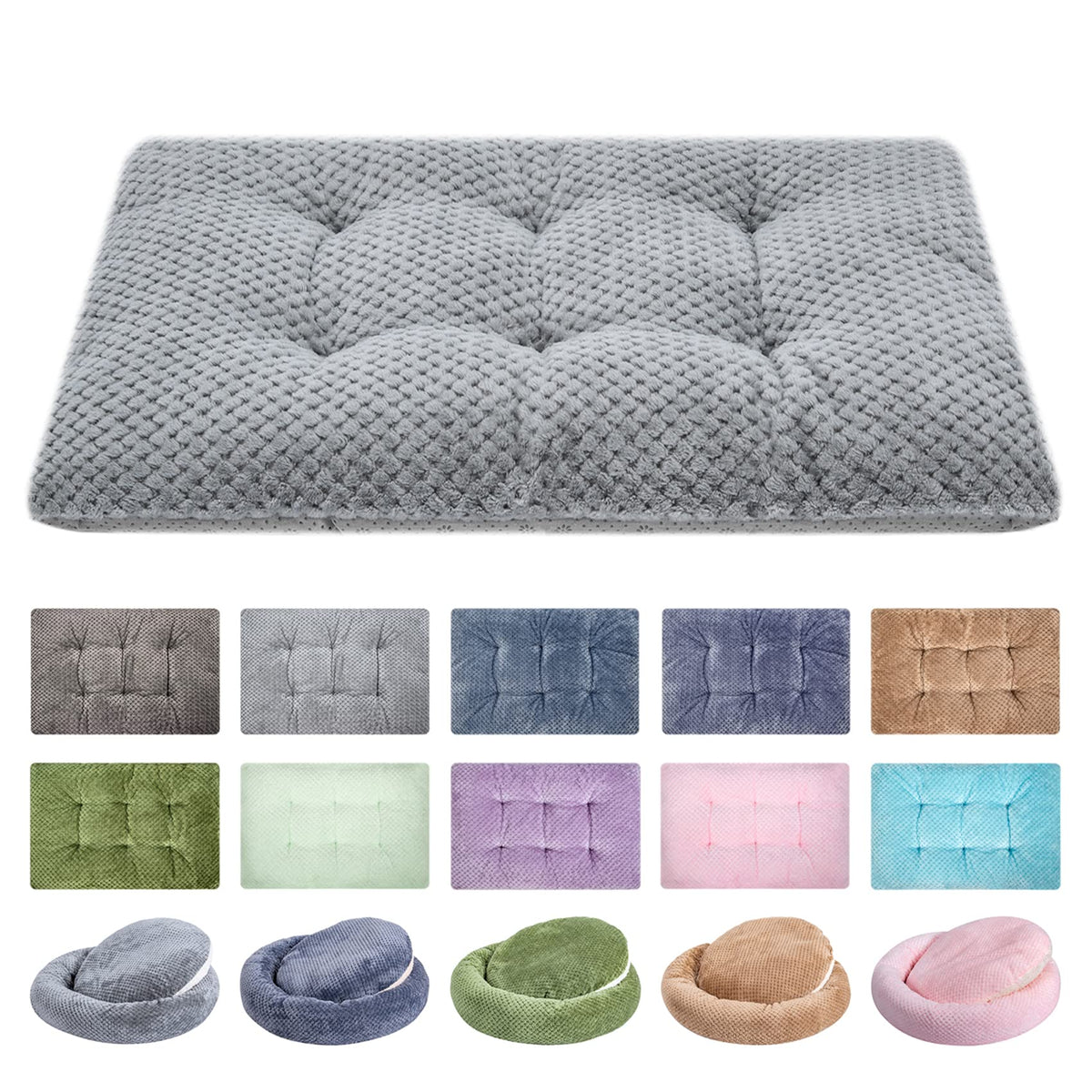 Wonder Miracle Fuzzy Deluxe Pet Beds, Super Plush Dog Or Cat Beds Ideal For Dog Crates, Machine Wash & Dryer Friendly (15' X 23', S-Grey)