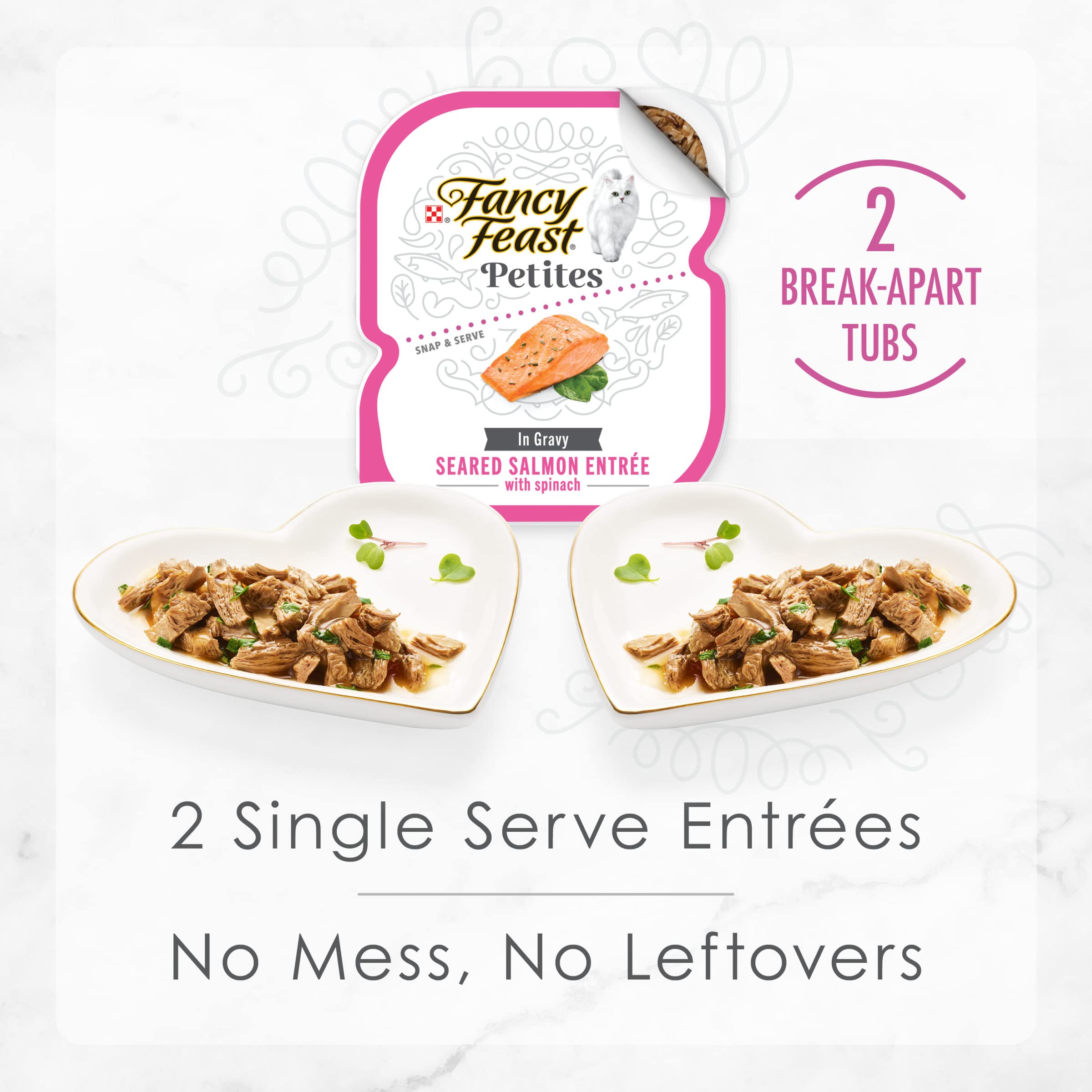 PURINA Fancy Feast Gourmet Gravy Wet Cat Food, Seared Salmon with Spinach, (12) 2.8 oz. Tubs