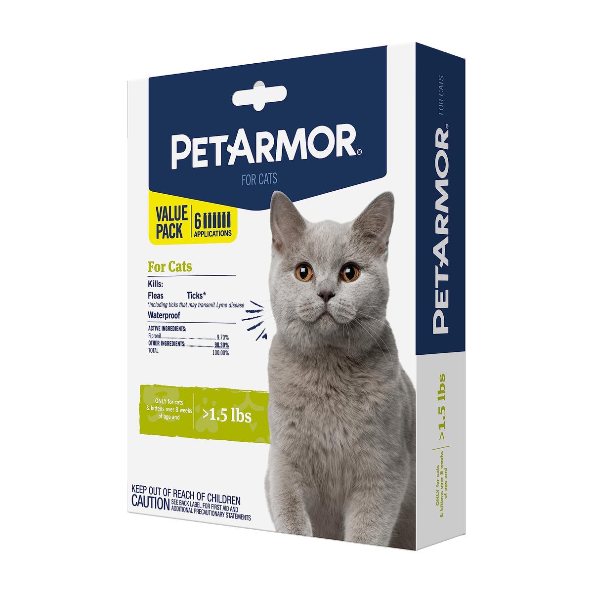 Petarmor For Cats, Flea & Tick Treatment For Cats (Over 1.5 Pounds), Includes 6 Month Supply Of Topical Flea Treatments