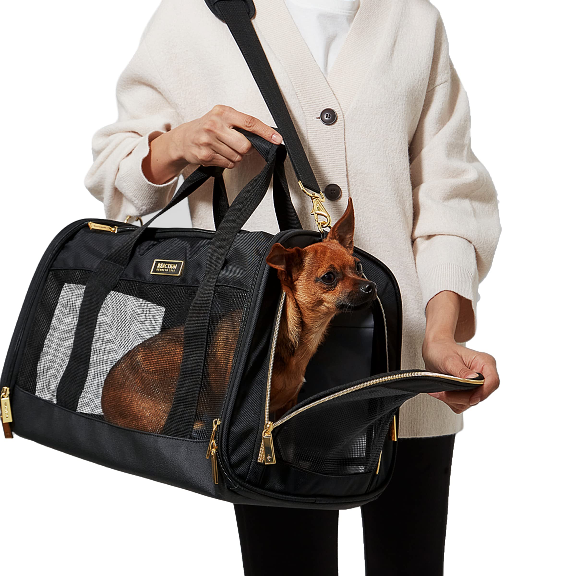 Kenneth Cole Reaction Collapsible Travel Pet Carrier Soft Multi-Entry Folding Portable Kennel Crate For Puppy Dog, Cat, And Rabbit Carrier Bag, Large Duffel Bag, Large Pet Carrier, Up To 22 Lbs