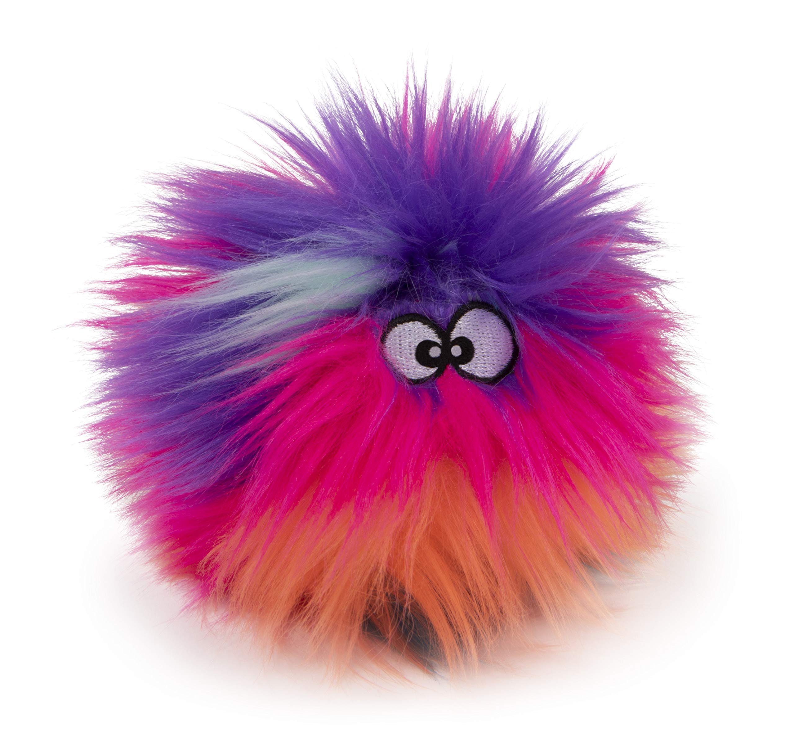 Godog Just For Me Furballz Squeaky Plush Ball Dog Toy, Chew Guard Technology - Cool Rainbow, Mini