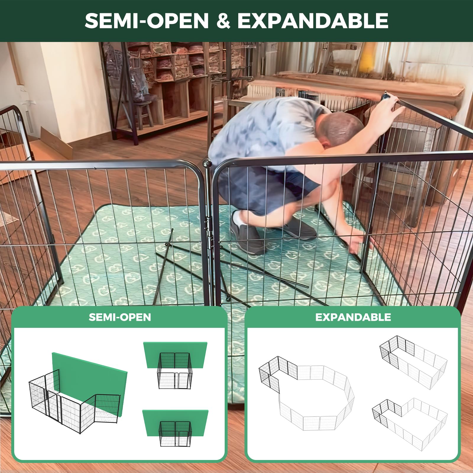 Fxw Homeplus Indoor Dog Playpen - Stress-Free And Safe Play, 40 Inch 16 Panels For Medium And Large Dogs, Black│Patented