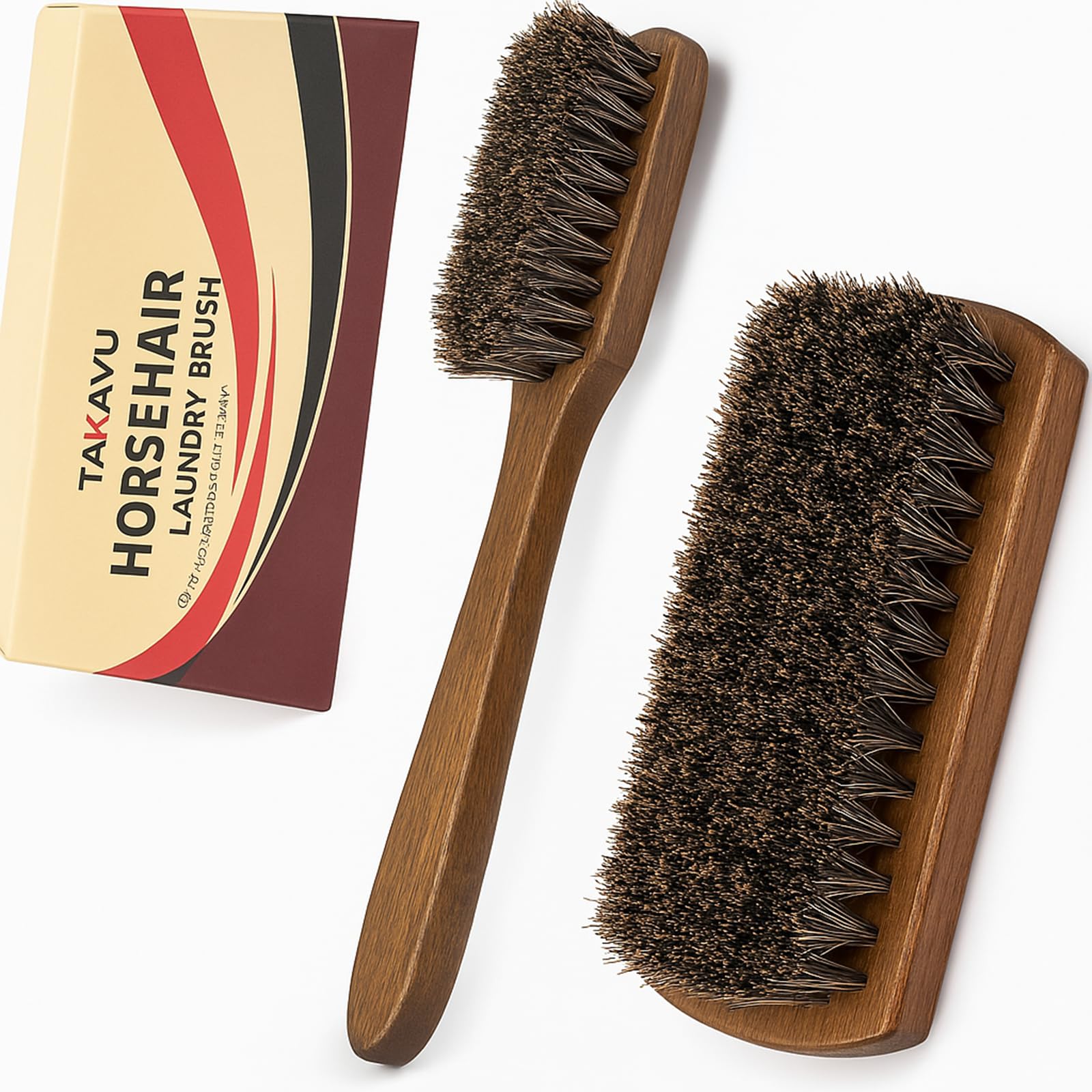 Horsehair Laundry Stain Brushes Set 2Pcs By Takavu, Natural Soft Bristle For Scrubbing Out Tough Stains On Delicate Fabrics Knit