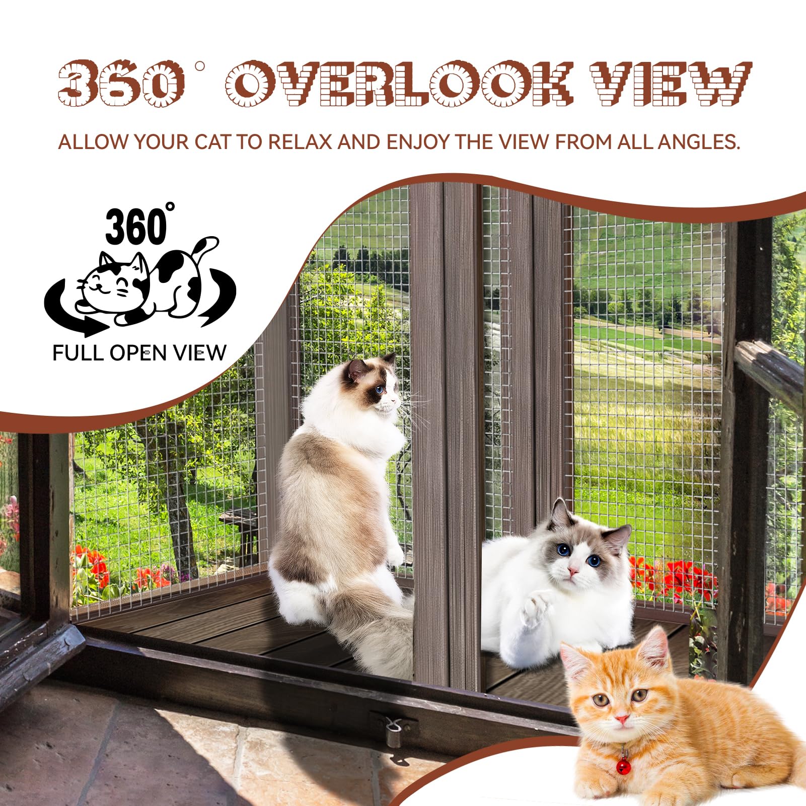 Cat Catio Outdoor Window Enclosure For Large Cats - Expandable Cat Window Bed For Napping, Sunbathing & Enjoying Scenery