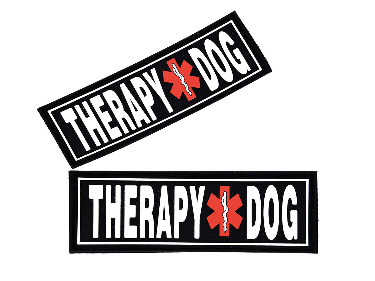 Dogline Therapy Dog Patches For Harnesses And Vests Removable 3D Rubber Patches With Hook Backing For Small Medium Or Large Work