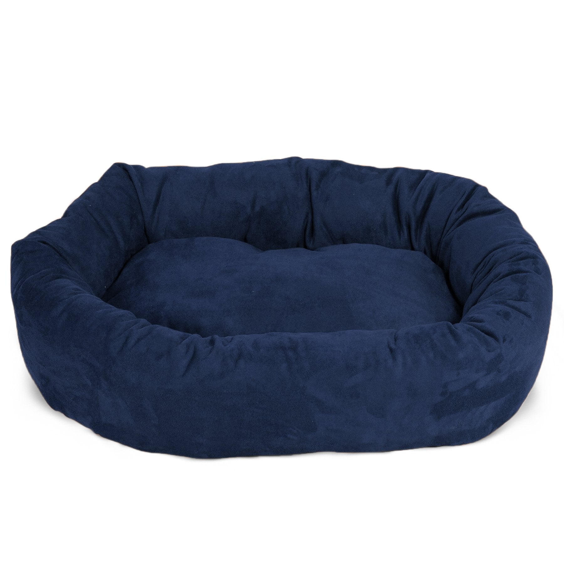 24' Navy Suede Bagel Dog Bolster Bed By Majestic Pet Products,Navy Velvet