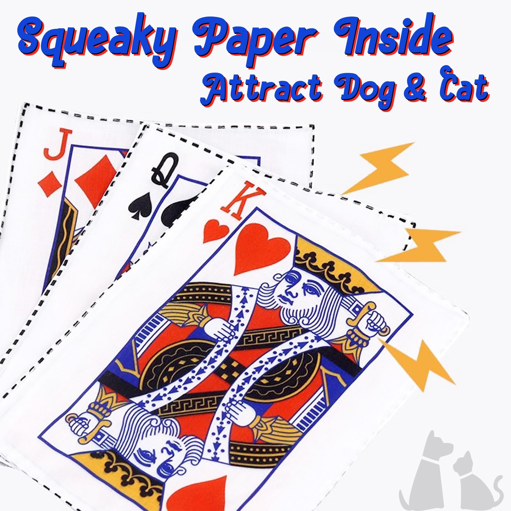 Cuweipeng Squeaky Dog Chew Toy - 4Pcs Rustling Newspaper Poker Soft Plush Dog Toys Creaks Interactive Teething Pet Chew Oxford F